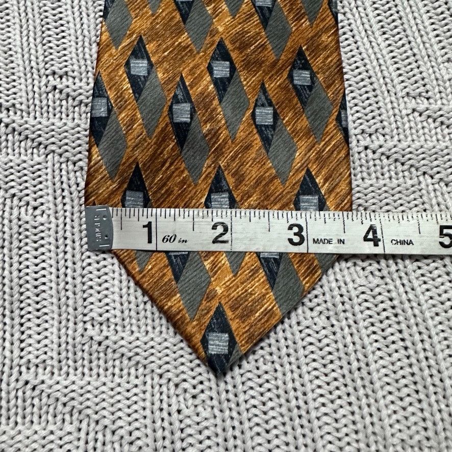 Ermenegildo Zegna Ermenegildo Zegna bronze diamond geometric print silk tie Size ONE SIZE - 5 Thumbnail