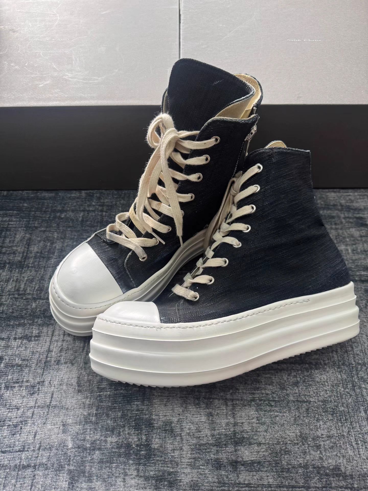 Rick Owens Rick Owens Waxed Double Bumper Jumbo Sneakers Size US 9 / EU 42 - 1 Thumbnail