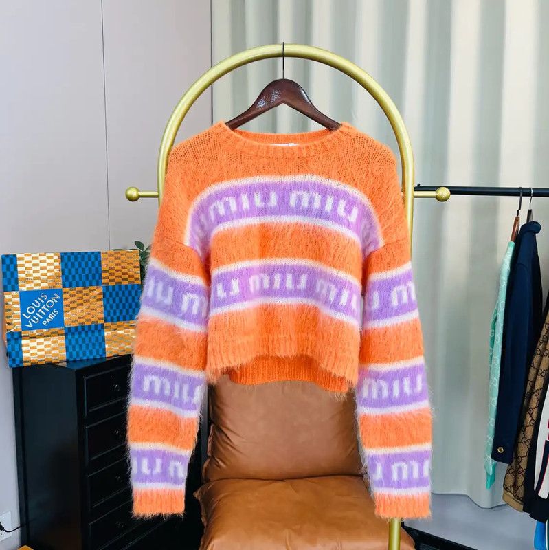 Miu Miu Miu Miu Orange Mohair Women’s Sweater 0089 Size L / US 10 / IT 46 - 1 Thumbnail