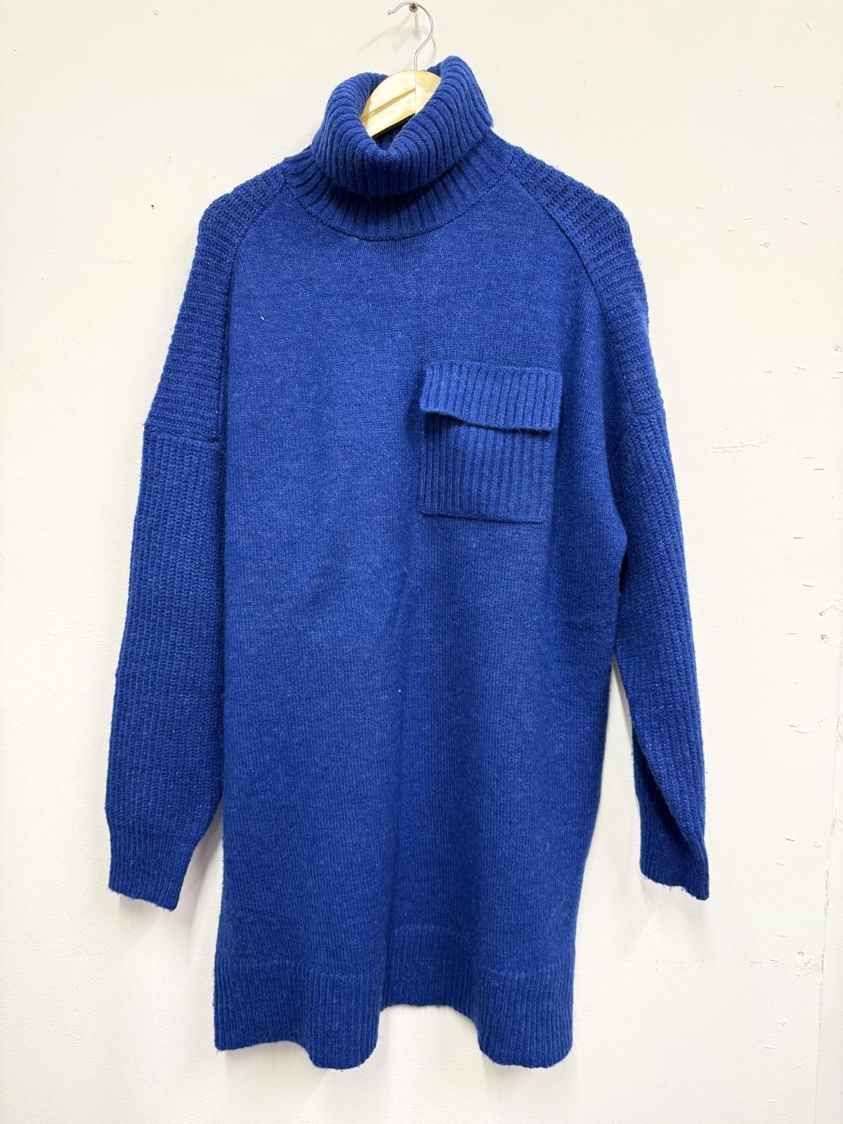 River Island River Island Blue Turtleneck Sweater Dress Size L / US 10 / IT 46 - 1 Thumbnail