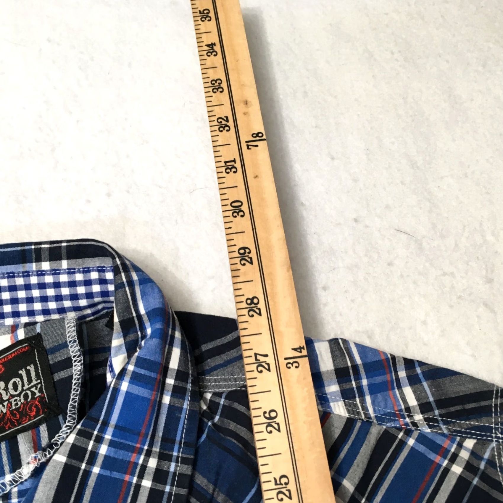 Vintage Rock & Roll Cowboy Plaid Western Shirt M Blue Long Sleeve Pearl Snap Men's Size US M / EU 48-50 / 2 - 7 Thumbnail