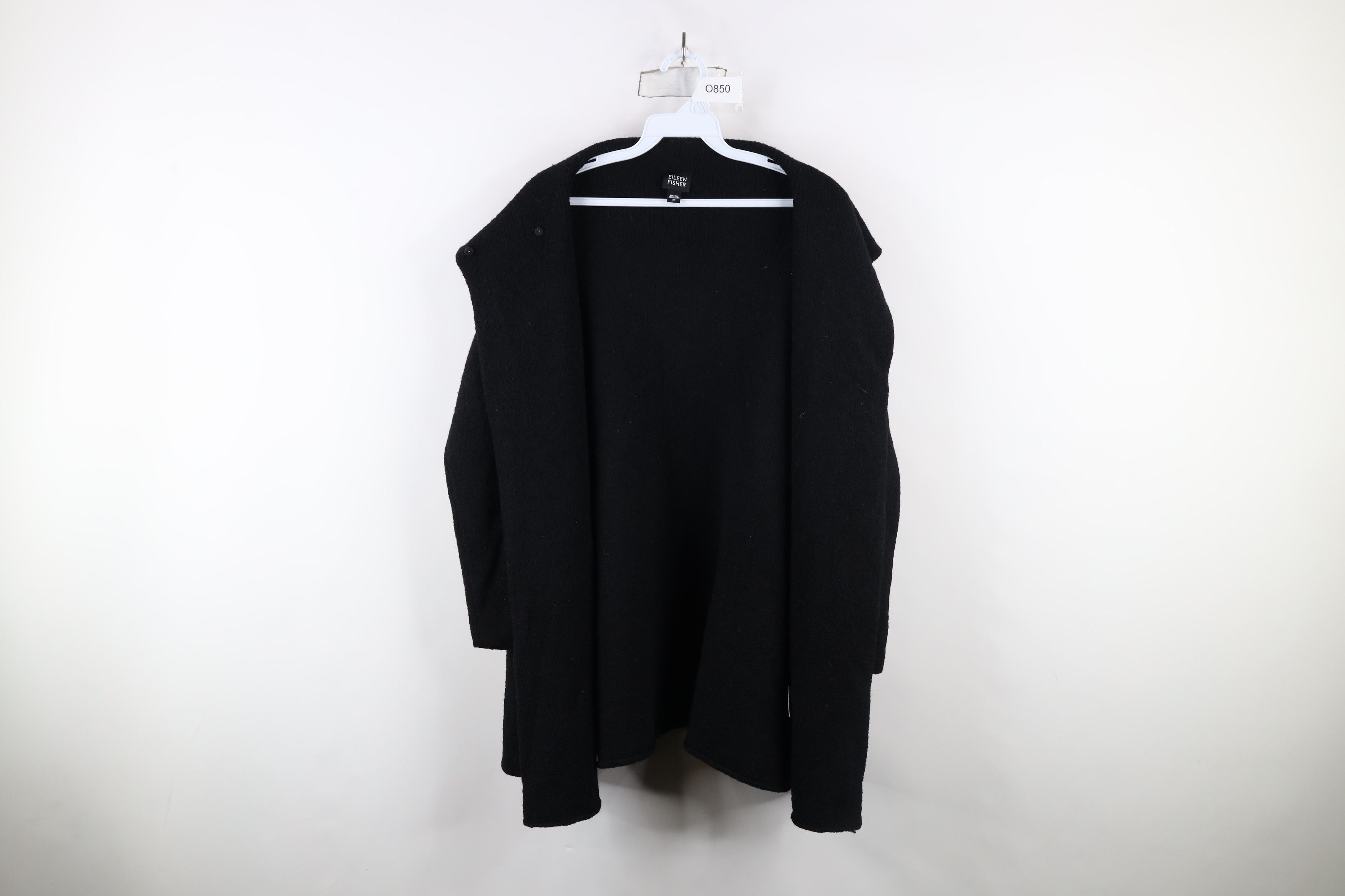Eileen Fisher × Vintage Eileen Fisher Wool Collared Top Button Sweater Black Size M / US 6-8 / IT 42-44 - 9 Thumbnail
