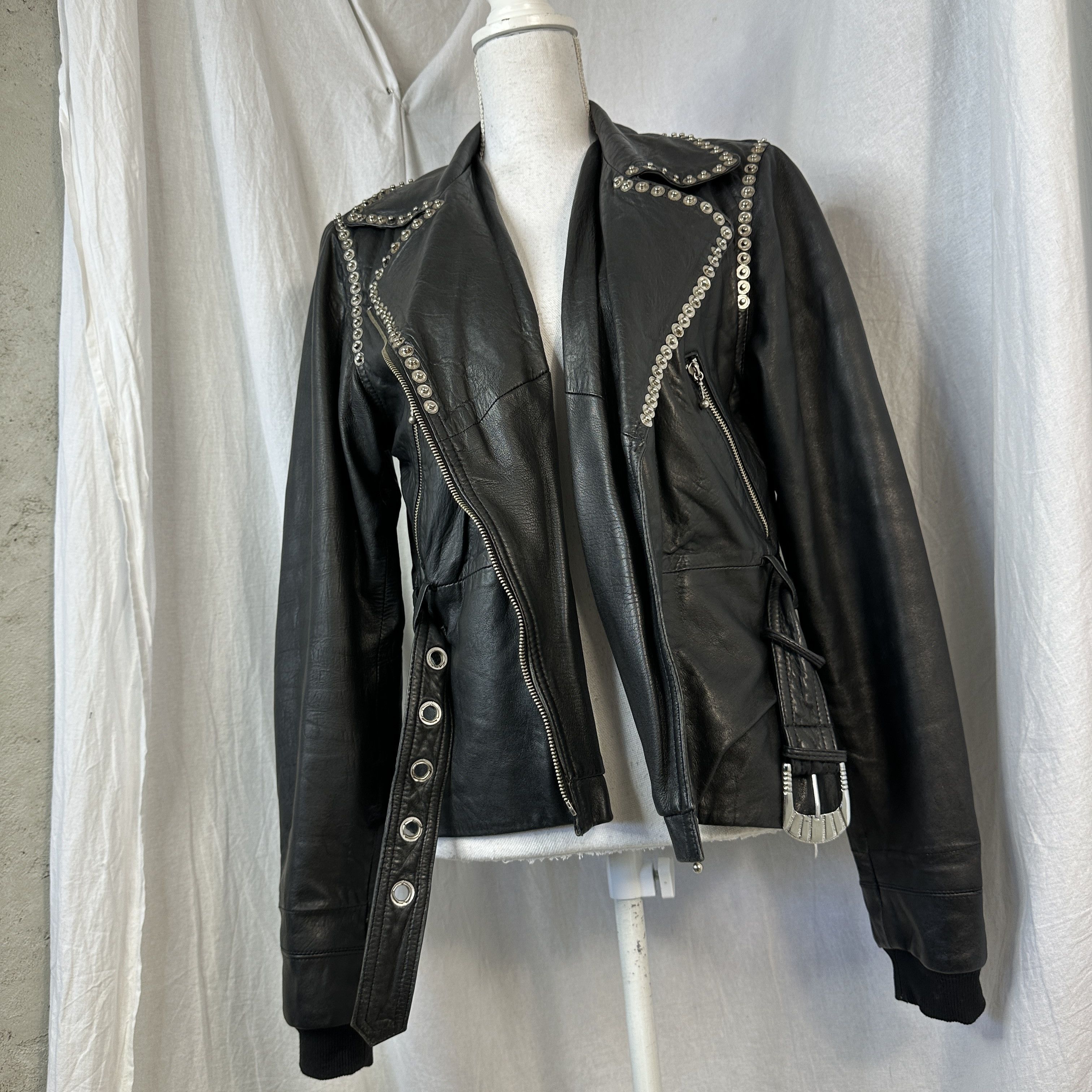 Vintage Vintage Moto Grunge Y2K Biker Studded Leather Jacket Size S / US 4 / IT 40 - 4 Thumbnail