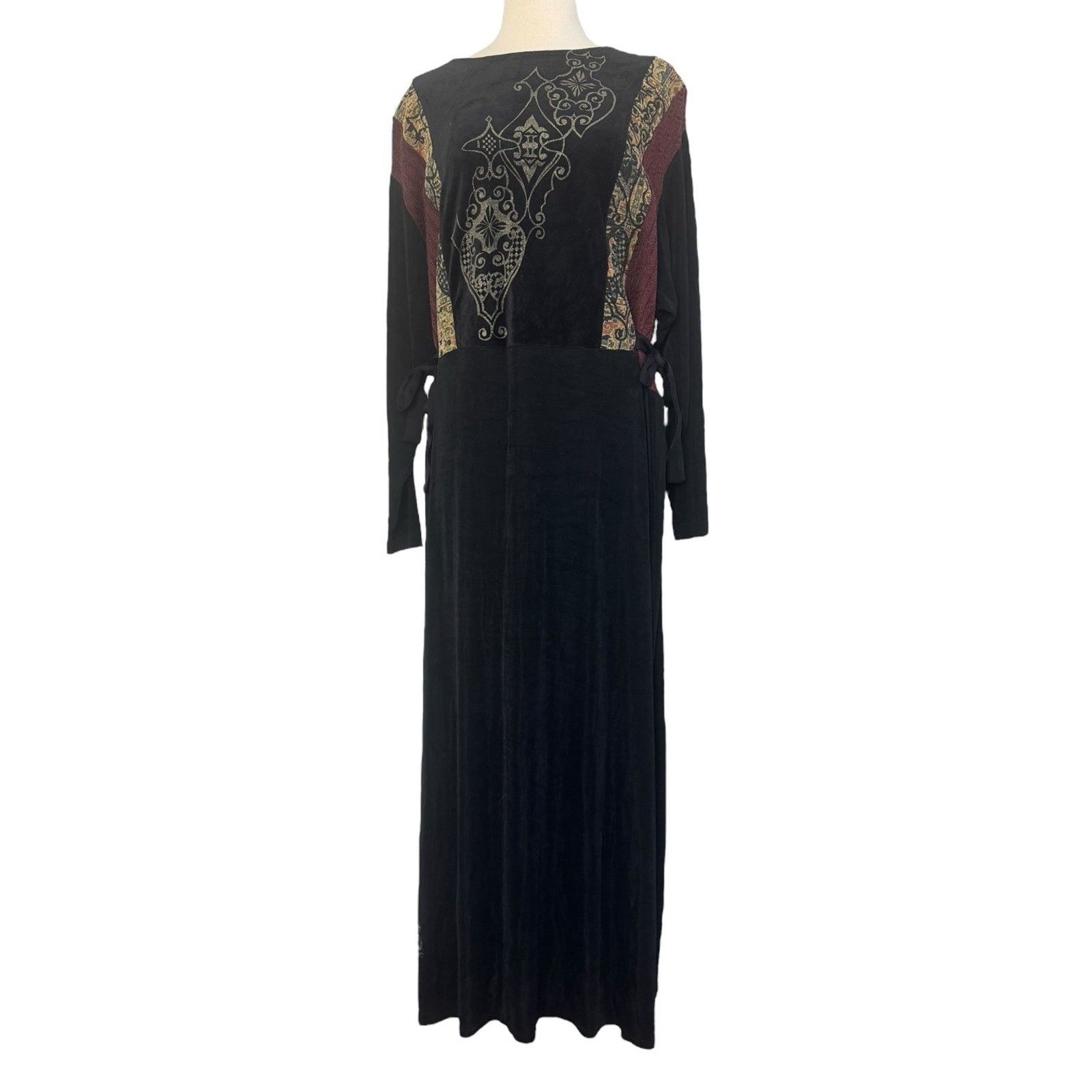 Other Vintage AHNI Velvet Tapestry Embroidered Maxi Dress Plus 2 Size XXL / US 16-18 / IT 52-54 - 7 Thumbnail