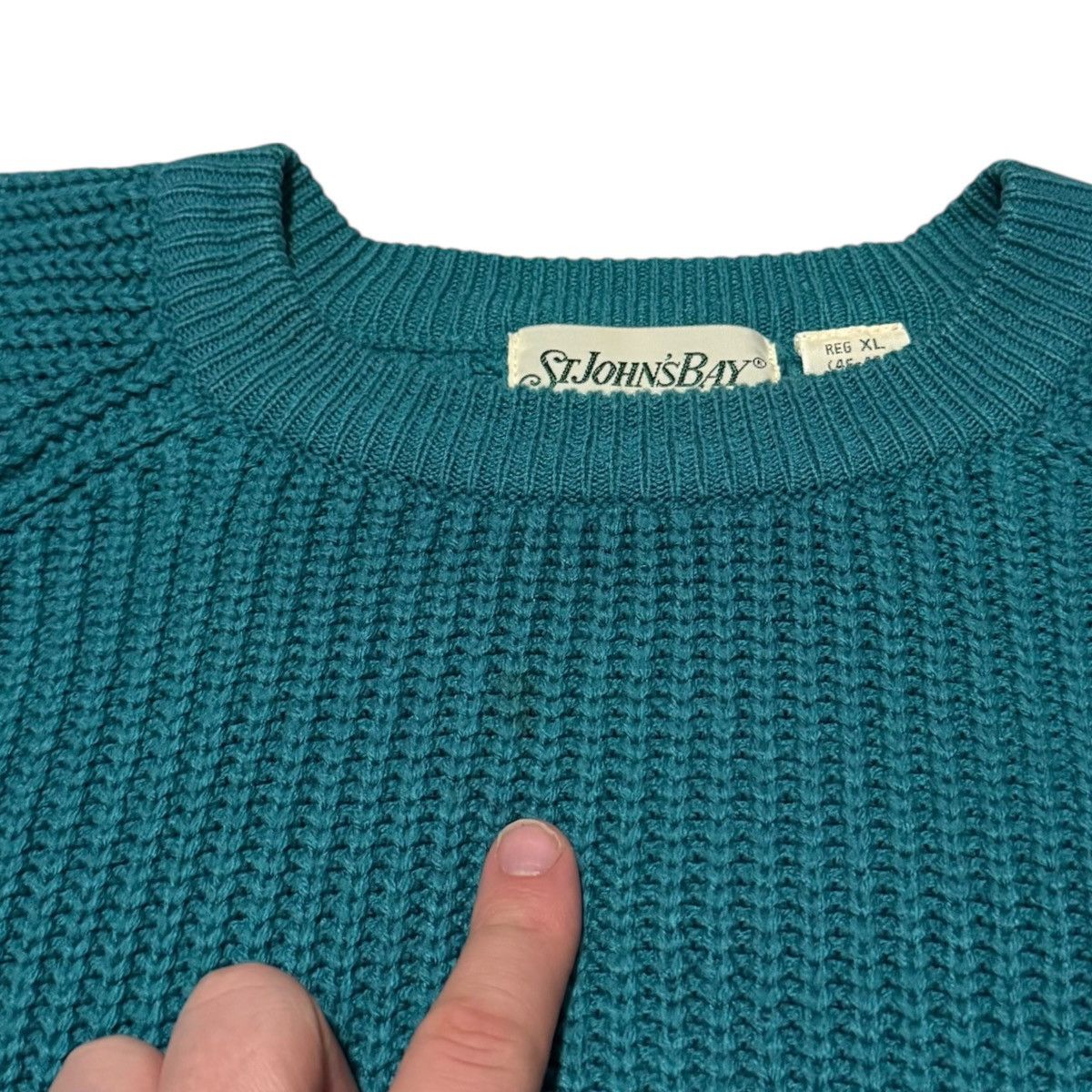 St. Johns Bay Vintage 90s St John's Bay Turquoise Knit Sweater Men's XL Size US XL / EU 56 / 4 - 3 Thumbnail