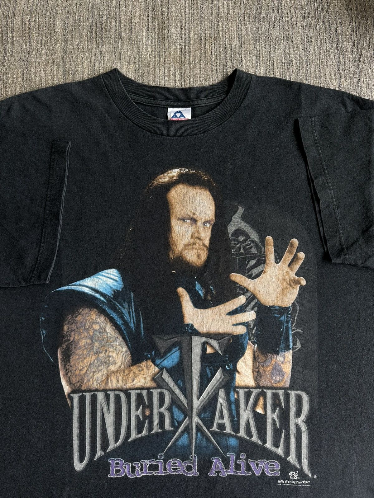 Rap Tees × Vintage × WWF Vintage Undertaker Buried Alive WWF WWE 1998 Raptees Rare Size US XL / EU 56 / 4 - 1 Thumbnail