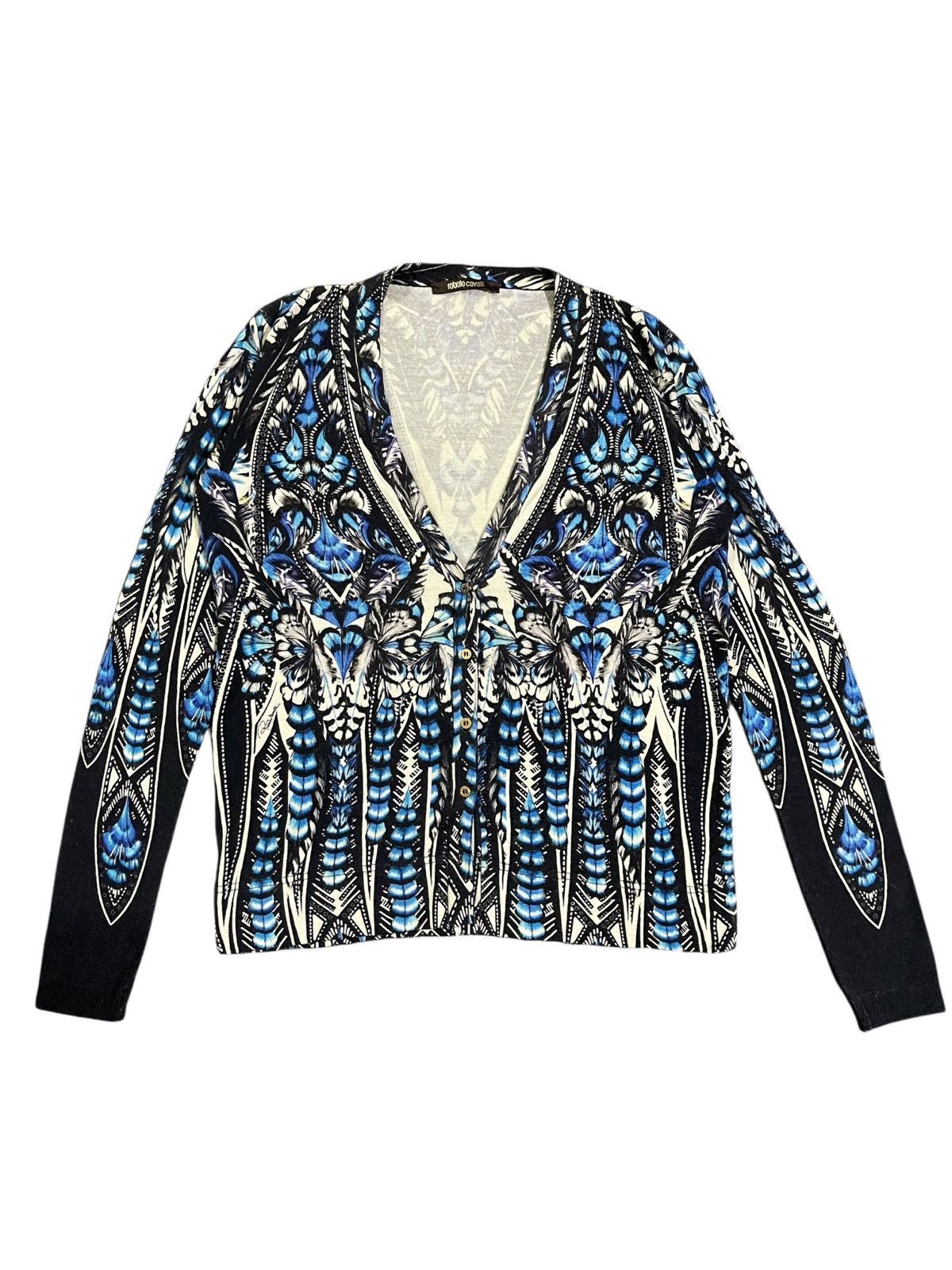 Roberto Cavalli FW14 Roberto Cavalli Floral Blue Cardigan Size M / US 6-8 / IT 42-44 - 1 Thumbnail