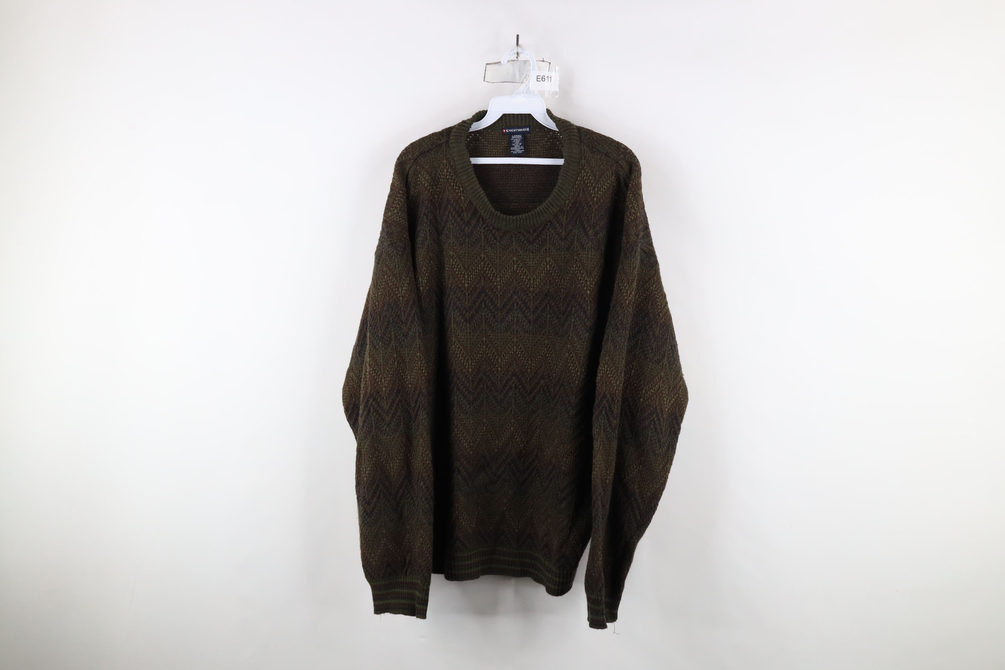 Vintage Vintage 90s Coogi Style Herringbone Wool Blend Knit Sweater Size US L / EU 52-54 / 3 - 1 Thumbnail