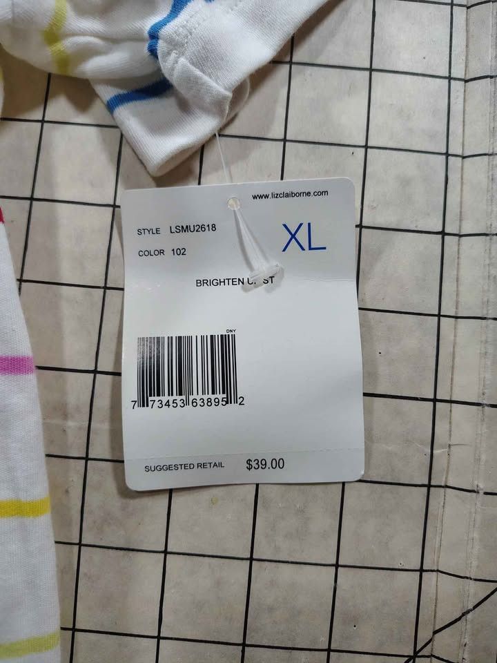 Liz Claiborne Women's New Liz Claiborne LIZSPORT XL Striped Polo Shirt Size XL / US 12-14 / IT 48-50 - 2 Thumbnail