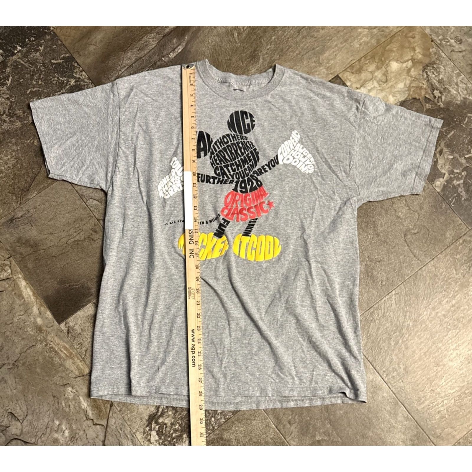 Disney Disney T Shirt XL Gray Mickey Mouse Classic S/S Crew Neck Unisex Adults Short Sleeve Cartoon Theme Mens Womens Size US XL / EU 56 / 4 - 4 Thumbnail