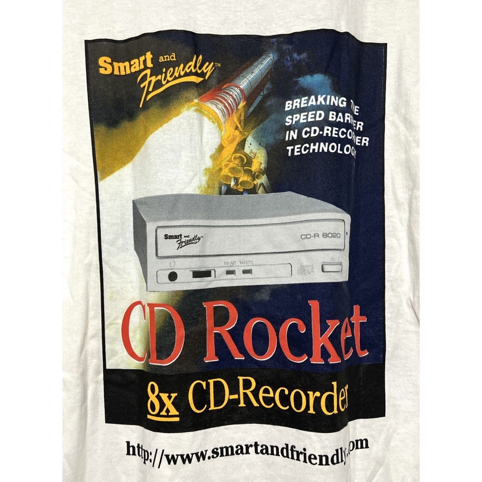 Vintage VINTAGE Stedman 90s Tech CD Rocket 8X CD Recorder T-Shirt White XL Men Crew Neck Short Sleeve Size US XL / EU 56 / 4 - 2 Thumbnail