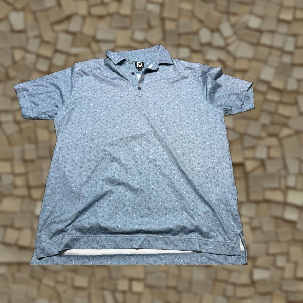 Footjoy FJ Polo Shirt Men's XL Short Sleeve Blue Green Pink Flowers Golf Casual Polo Shirt Size US XL / EU 56 / 4 - 1 Thumbnail