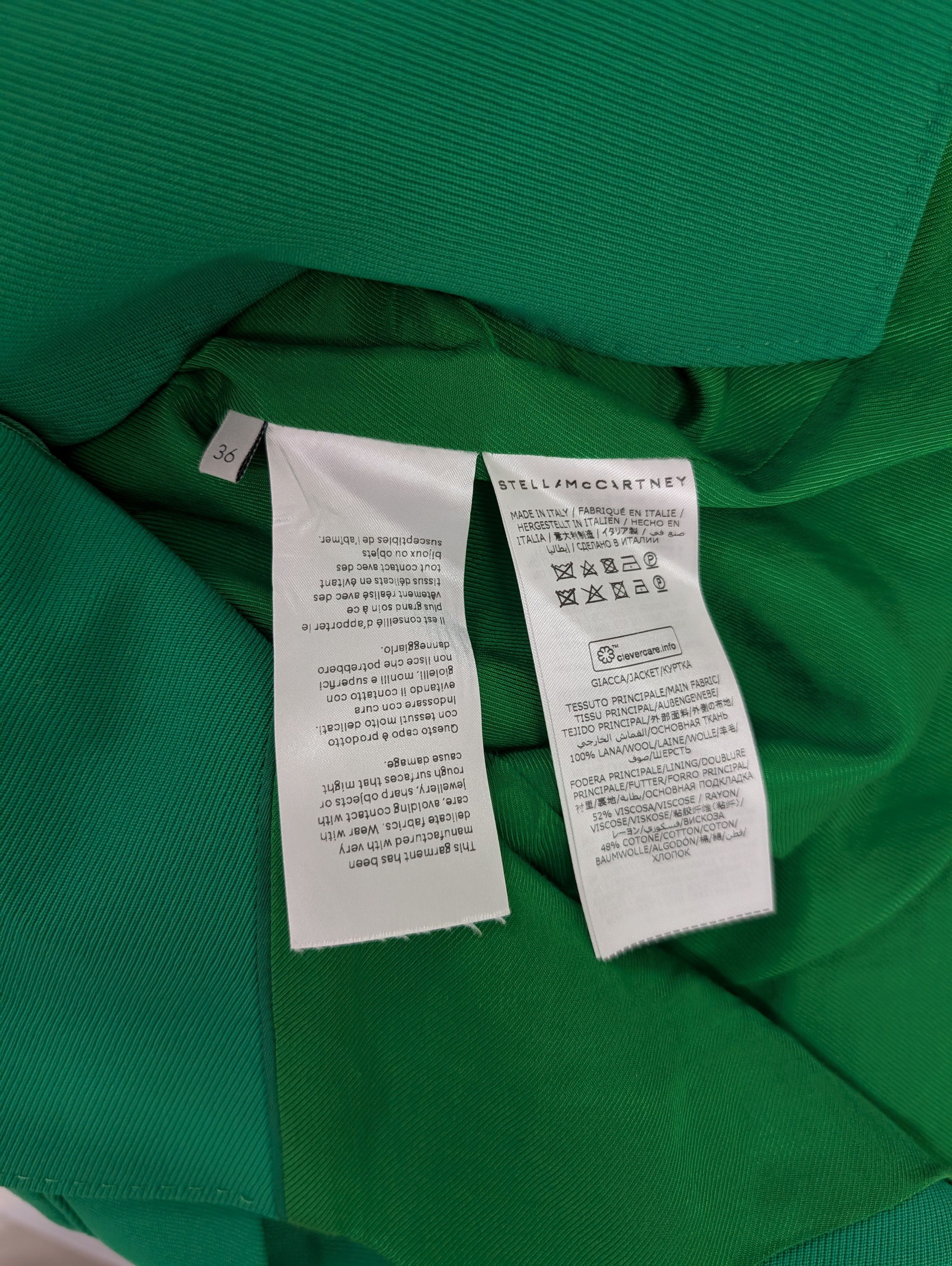 Stella McCartney Stella Mccartney Green Wool Blazer Size XS / US 0-2 / IT 36-38 - 5 Thumbnail