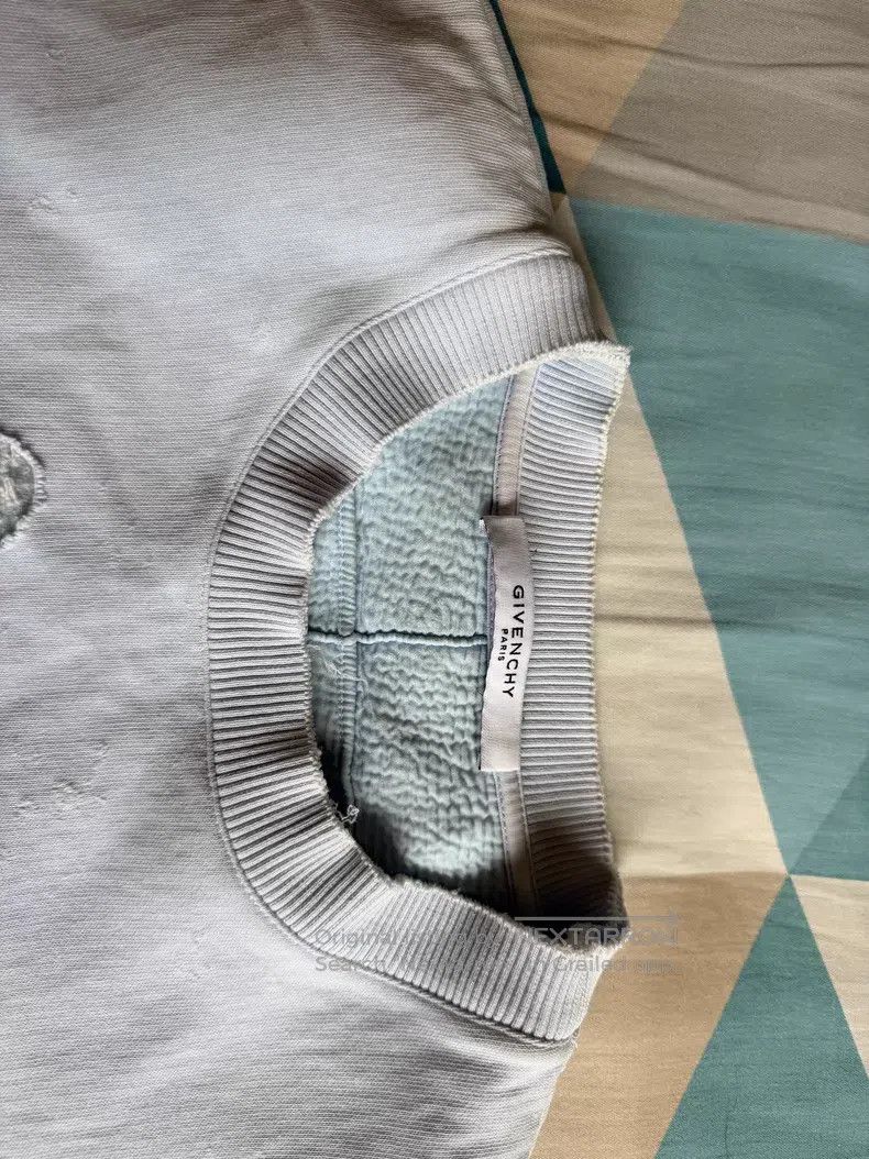 Givenchy Givenchy Haze Blue Ripped Letter Distressed Logo Sweatshir Size US L / EU 52-54 / 3 - 5 Thumbnail