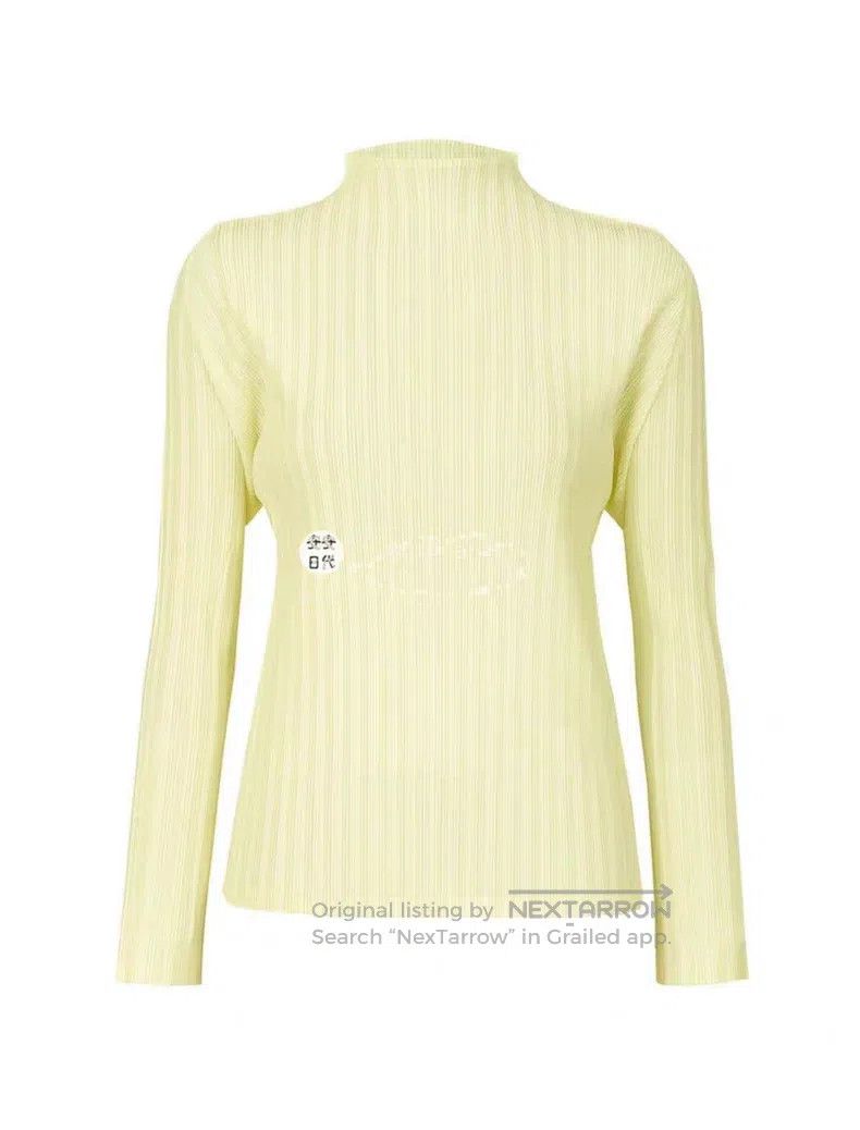 Issey Miyake Issey Miyake Pleated Mock Neck Long Sleeve Top Size L / US 10 / IT 46 - 1 Thumbnail
