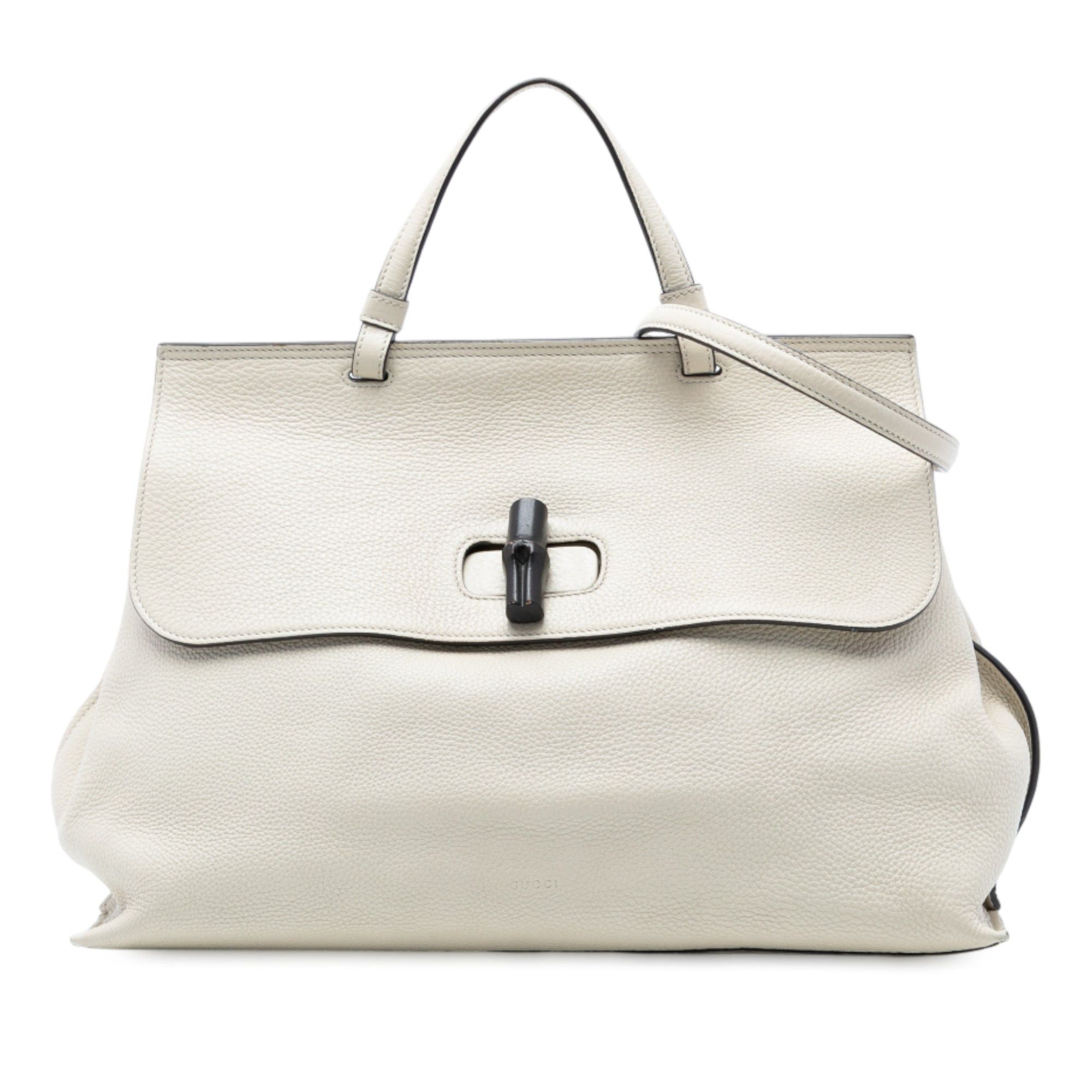 Large Leather Bamboo Daily Satchel