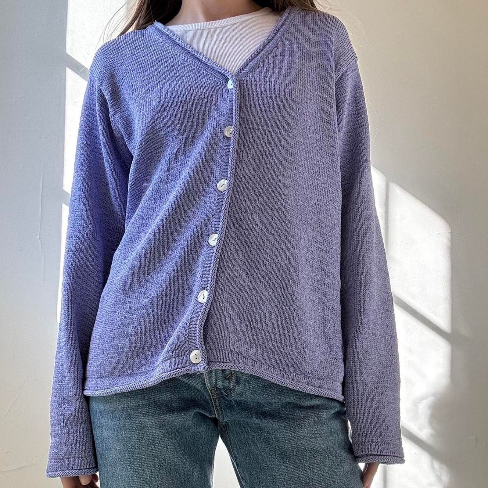 Vintage Vintage Tribeca Studio Purple Knit Cardigan Medium Y2K Size M / US 6-8 / IT 42-44 - 1 Thumbnail