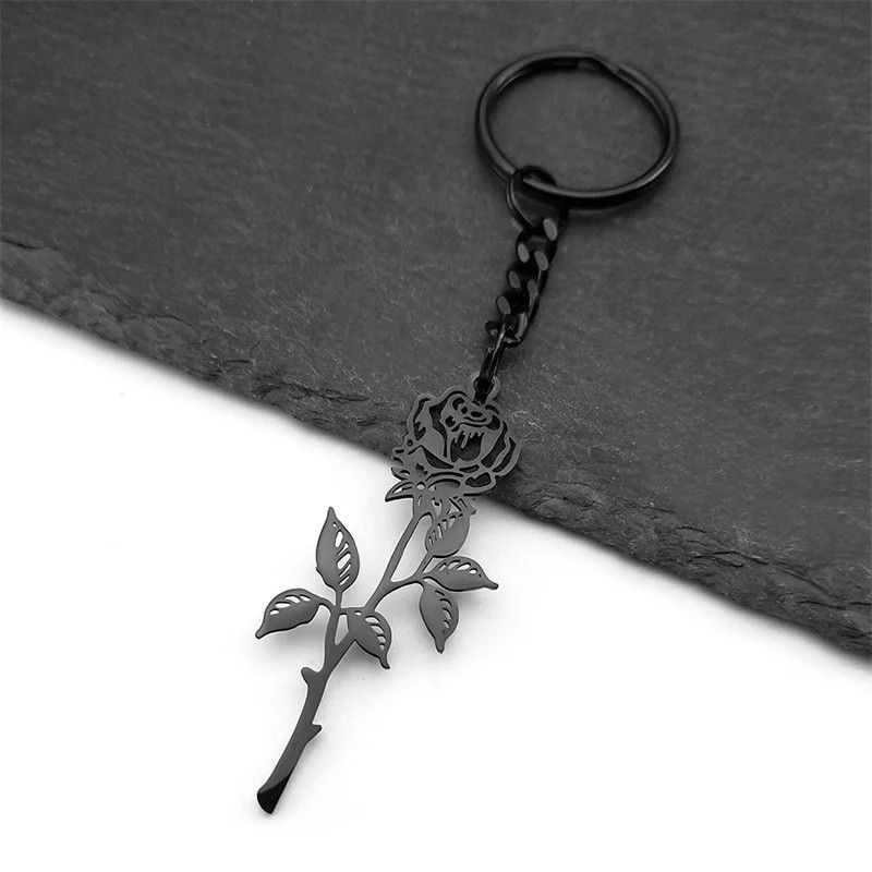 Rose Flower Pendant Key Chain Key Ring Jewelry Gift