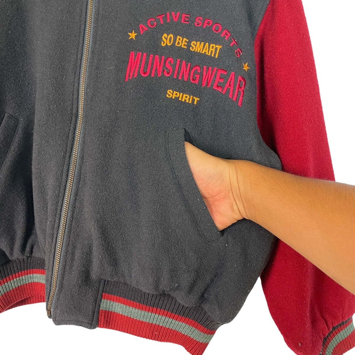 NHL NHL Munsingwear Ice Hockey USA Bomber Jacket Size US S / EU 44-46 / 1 - 11 Thumbnail
