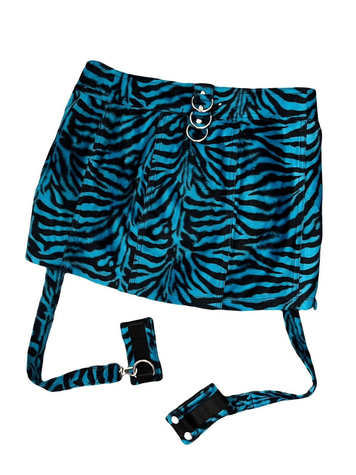 Tripp NYC Blue zebra mini skirt with hand cuff 🦓💙 Size 24" / US 00 / IT 34 - 6 Thumbnail