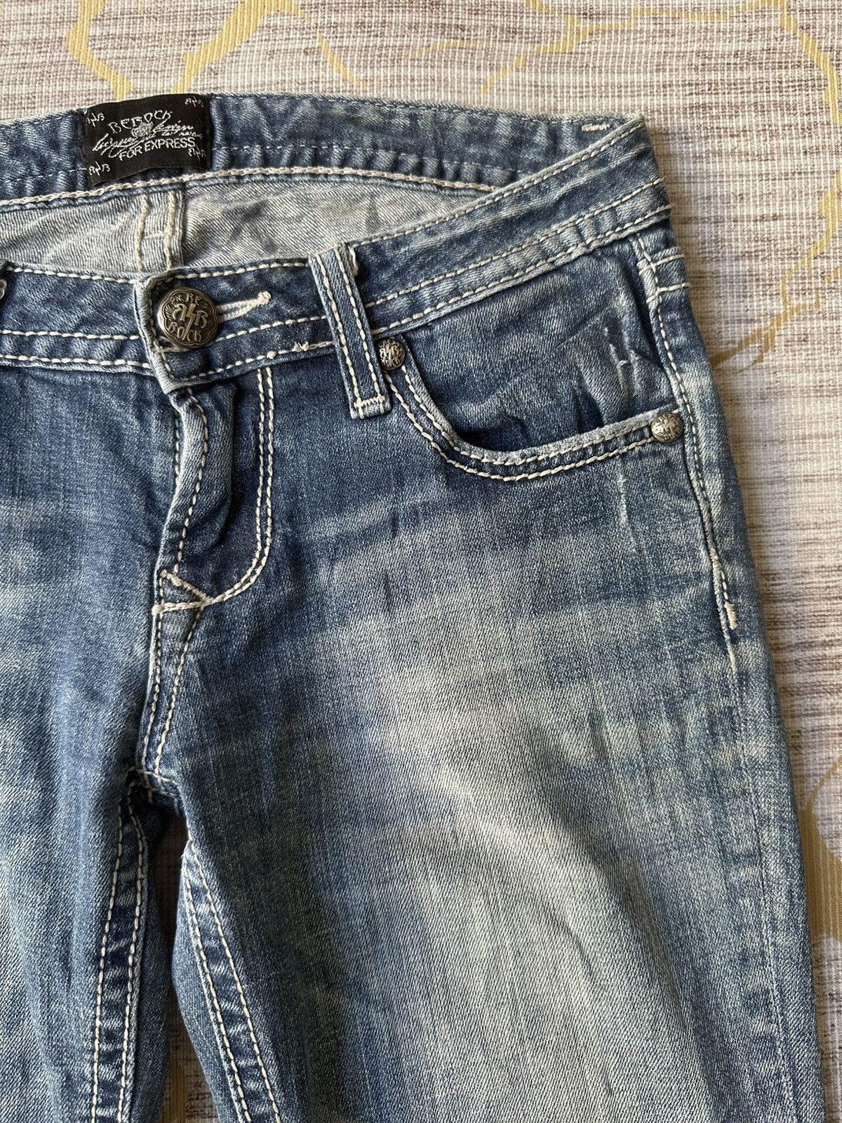 Tornado Mart FLARE Be/Rock For Express Distressed Denim Size 27" / US 4 / IT 40 - 12 Thumbnail
