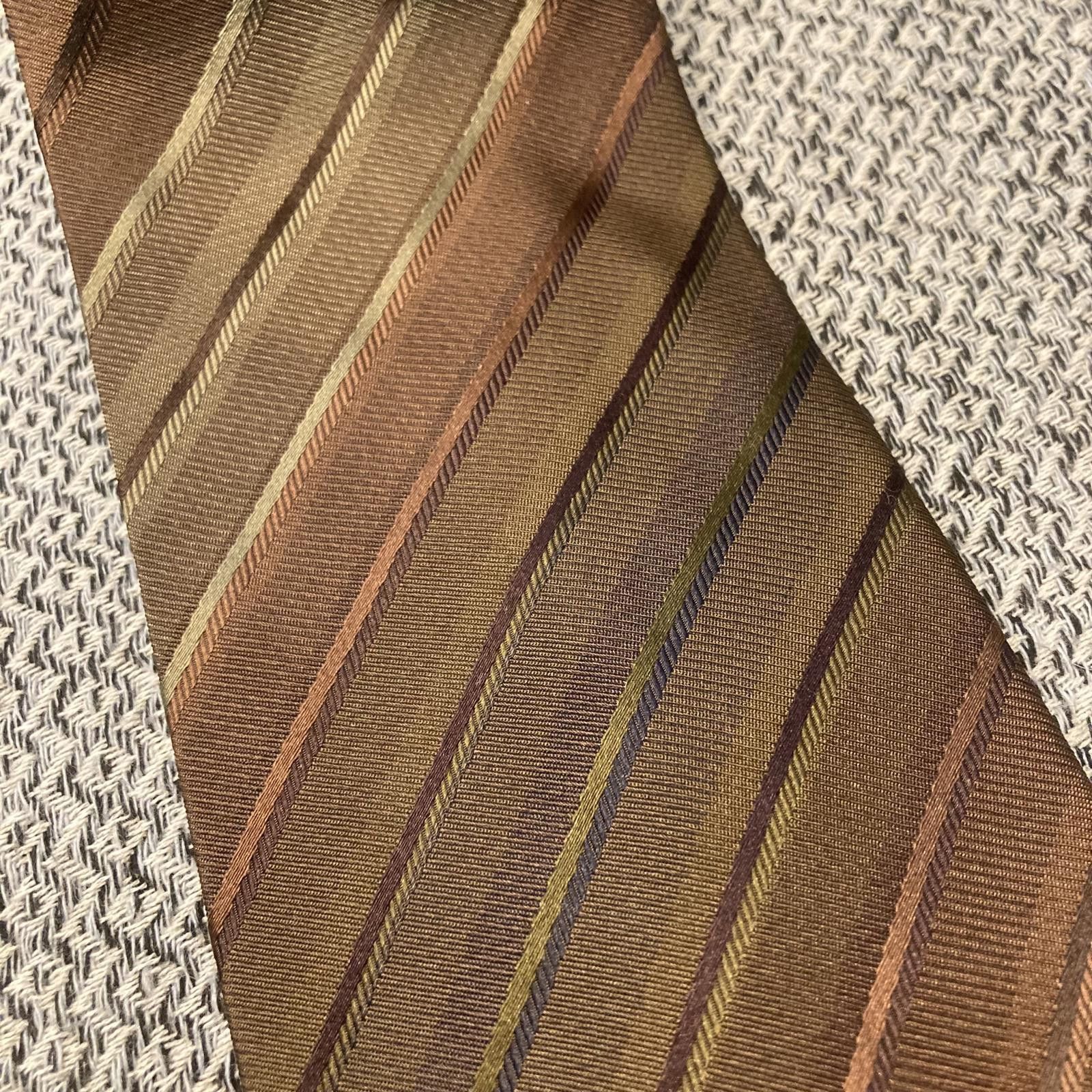 Alfani Alfani Brown Striped Silk Tie 60/4 Size ONE SIZE - 2 Thumbnail