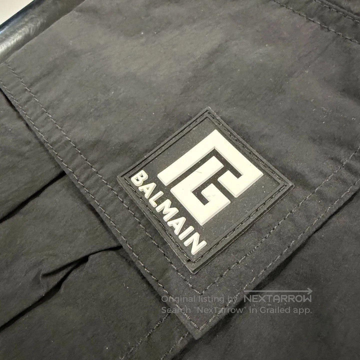 BALMAIN Black Nylon Pants.