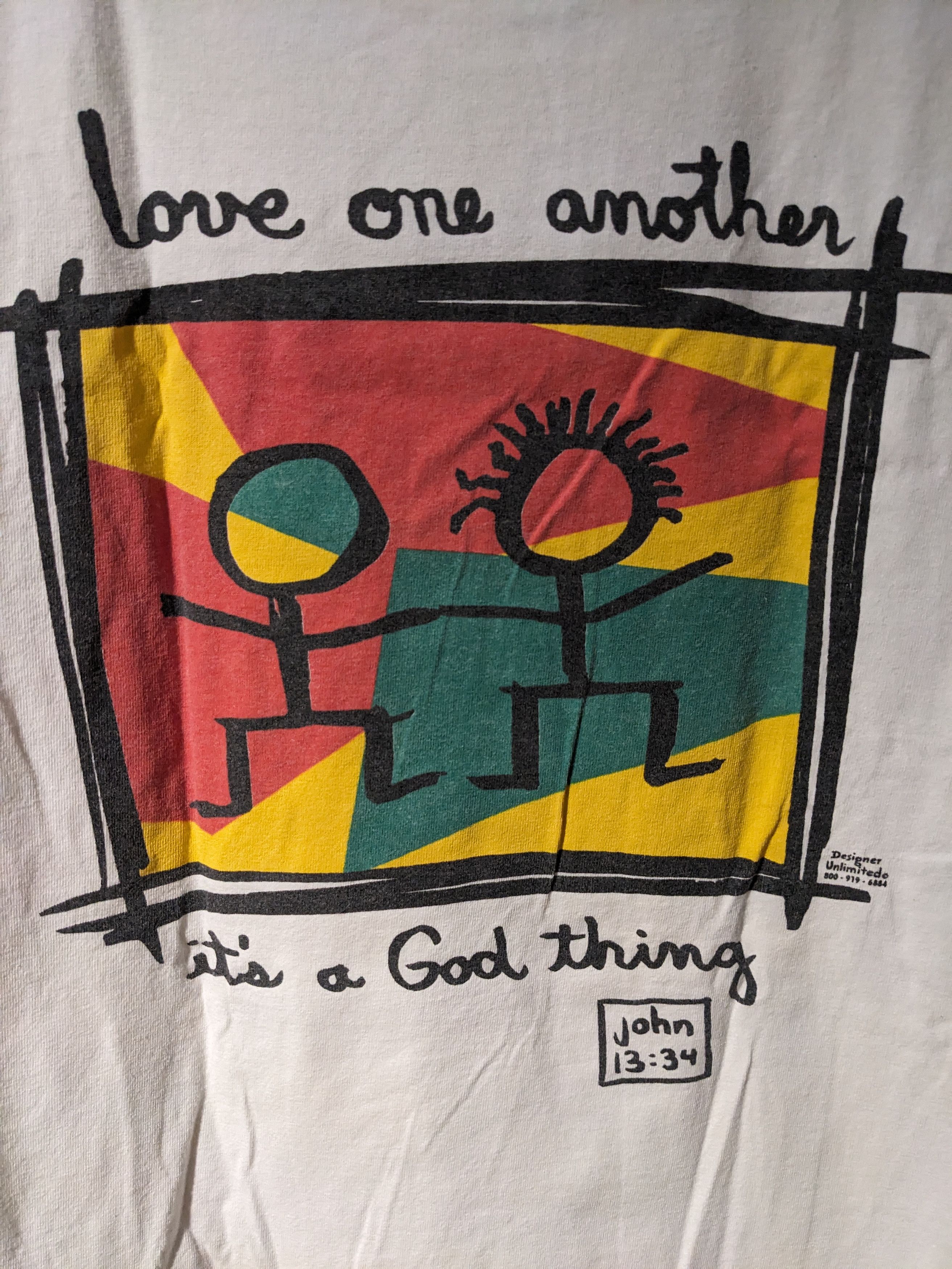 Vintage Vintage 90s Love one Another It's A God Thing John T-Shirt Size US L / EU 52-54 / 3 - 2 Thumbnail