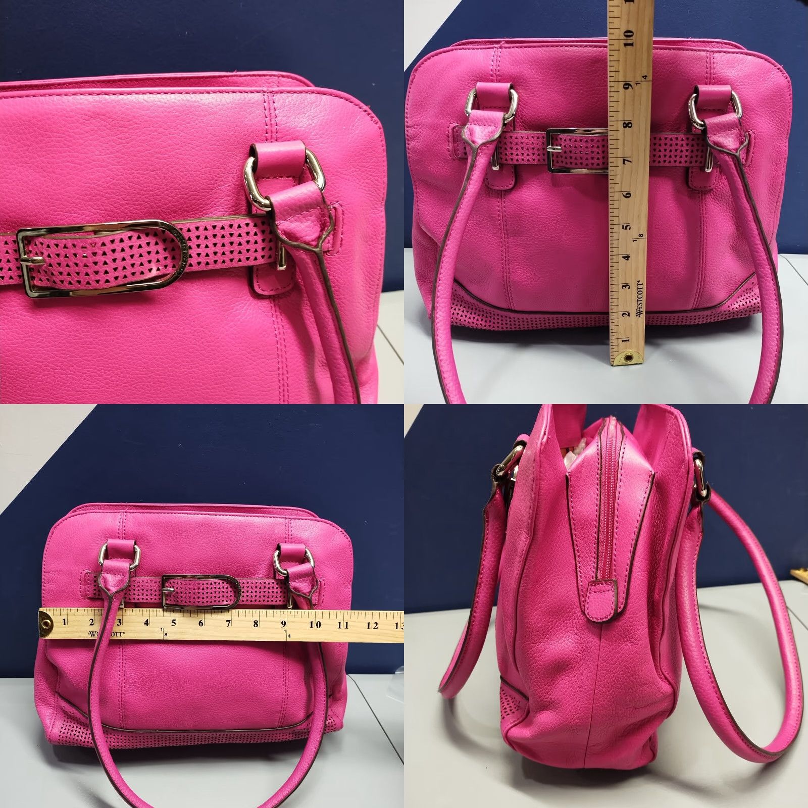 Doublet VINTAGE Tignanello Shoulder Bag Women Pink Solid Pebbled Lined Double Handle Size ONE SIZE - 8 Thumbnail