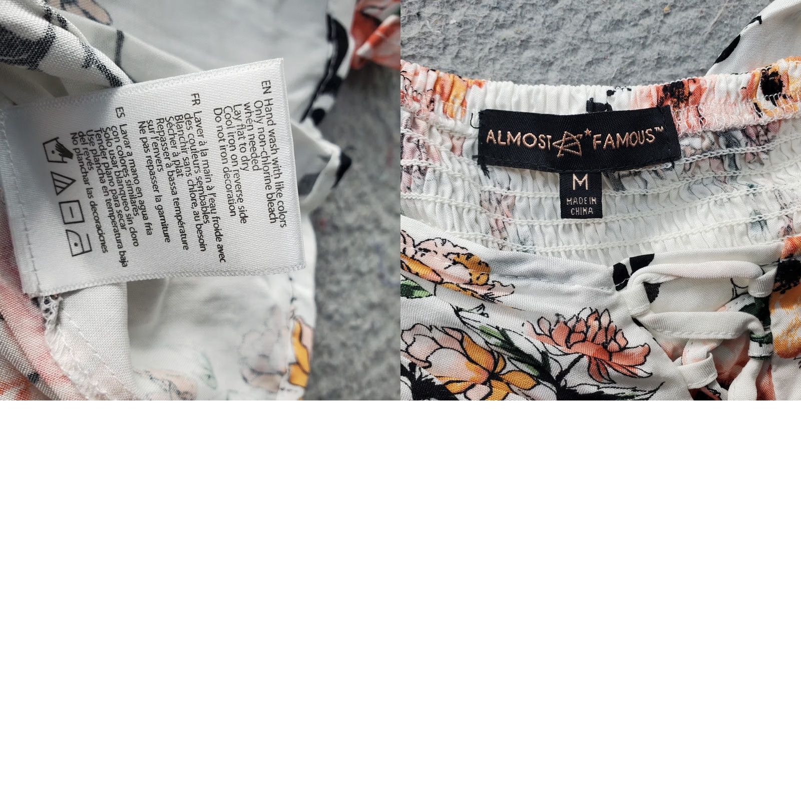 Almost Famous Almost Famous Blouse Womens Medium Multicolor Floral Off the Shoulder Lace Up Front Shirt Womens Size M Size M / US 6-8 / IT 42-44 - 8 Thumbnail