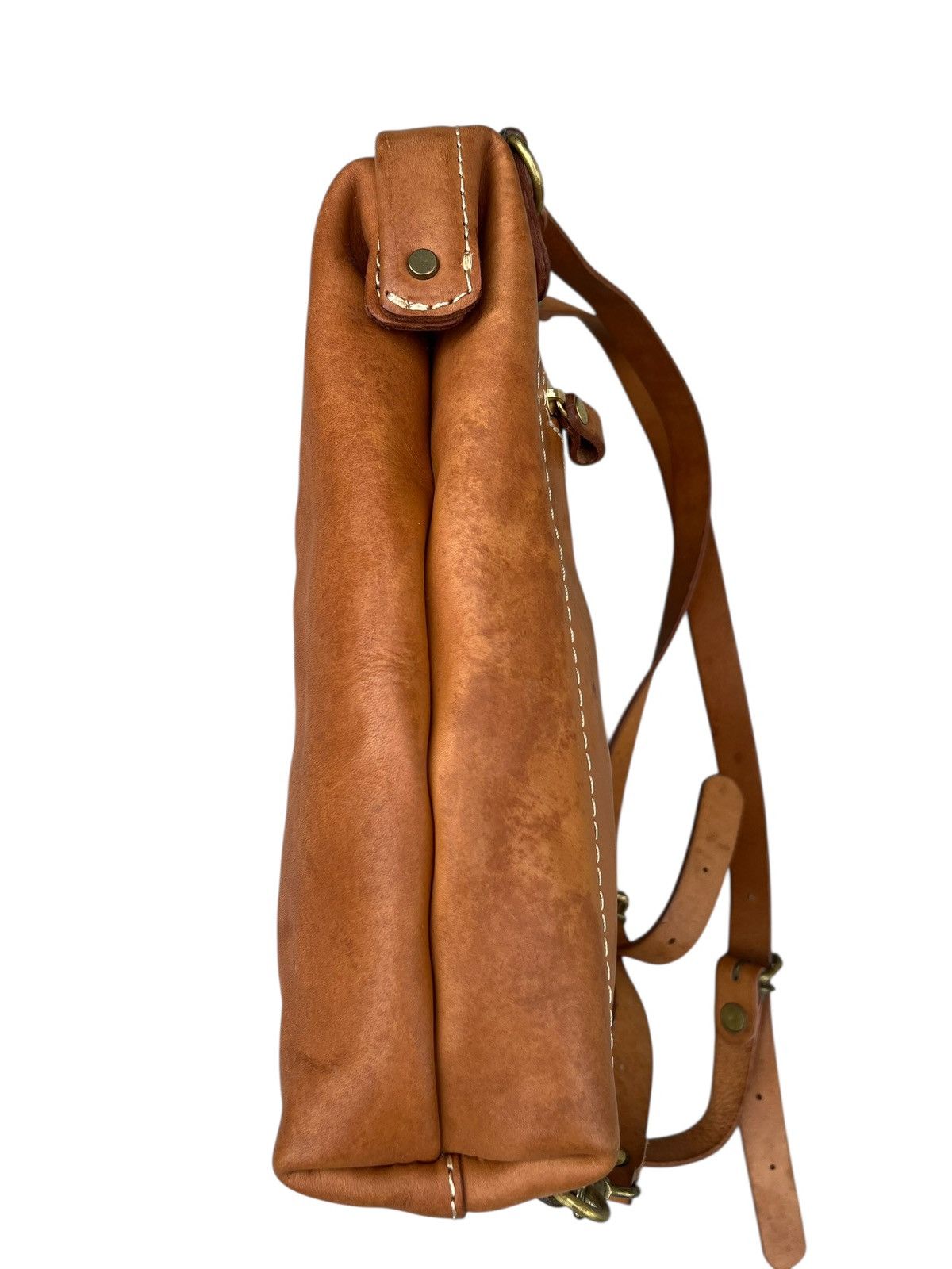 Leather Vintage HERZ Japan Patina Leather Backpack Rucksack Size ONE SIZE - 13 Thumbnail