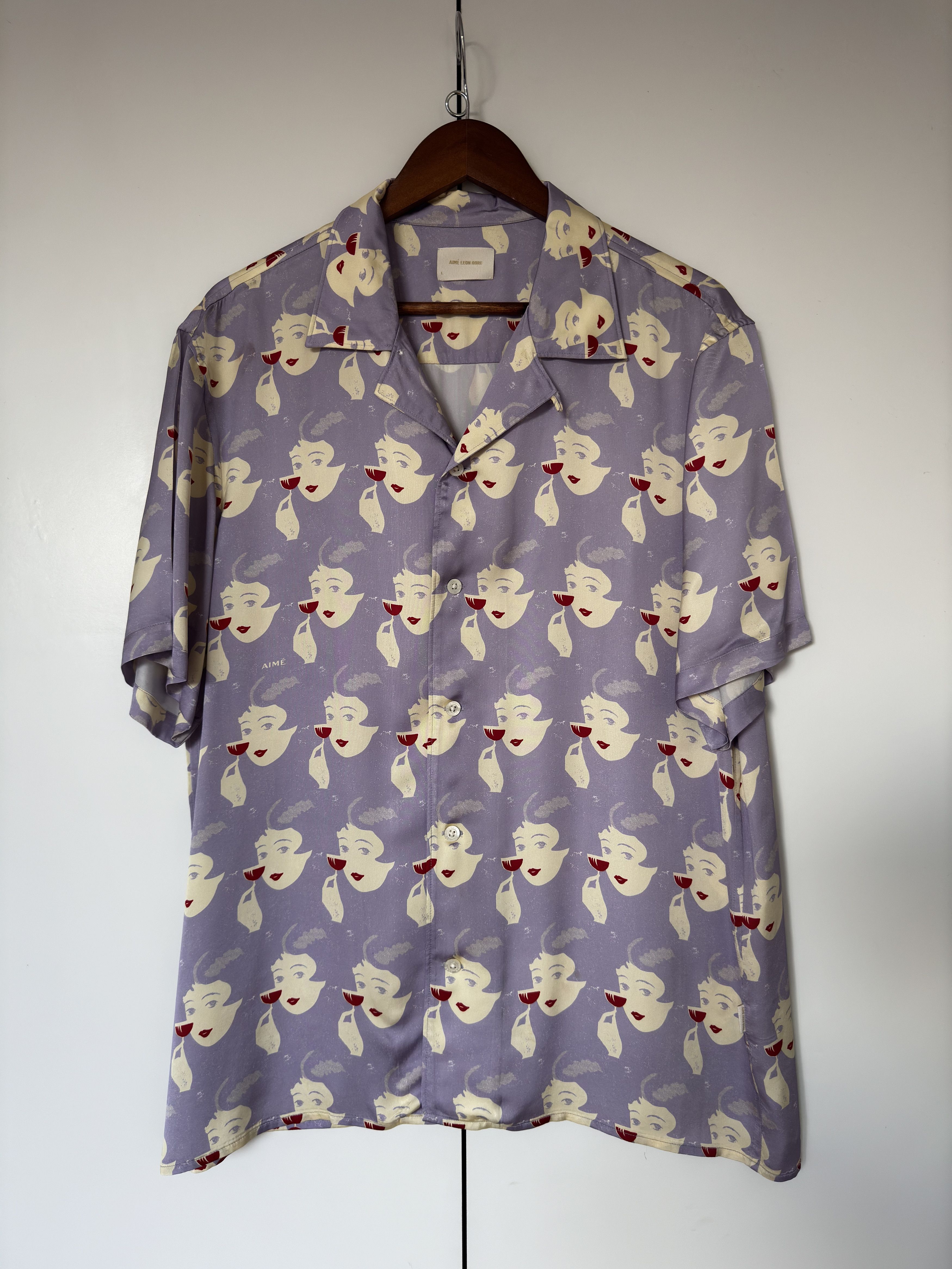 image of Aime Leon Dore Martini Printed Leisure Shirt in Purple, Men's (Size Large)