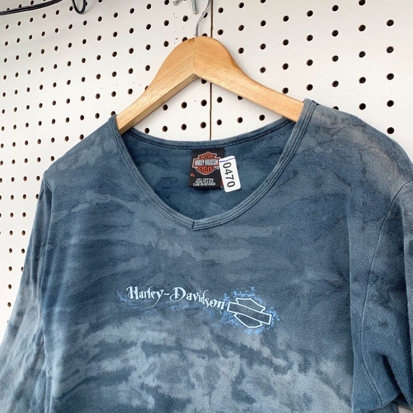 Harley Davidson VINTAGE Harley-Davidson XL Womens Top Blue Acid Wash Long Sleeve USA 21x24 Size XL / US 12-14 / IT 48-50 - 7 Thumbnail