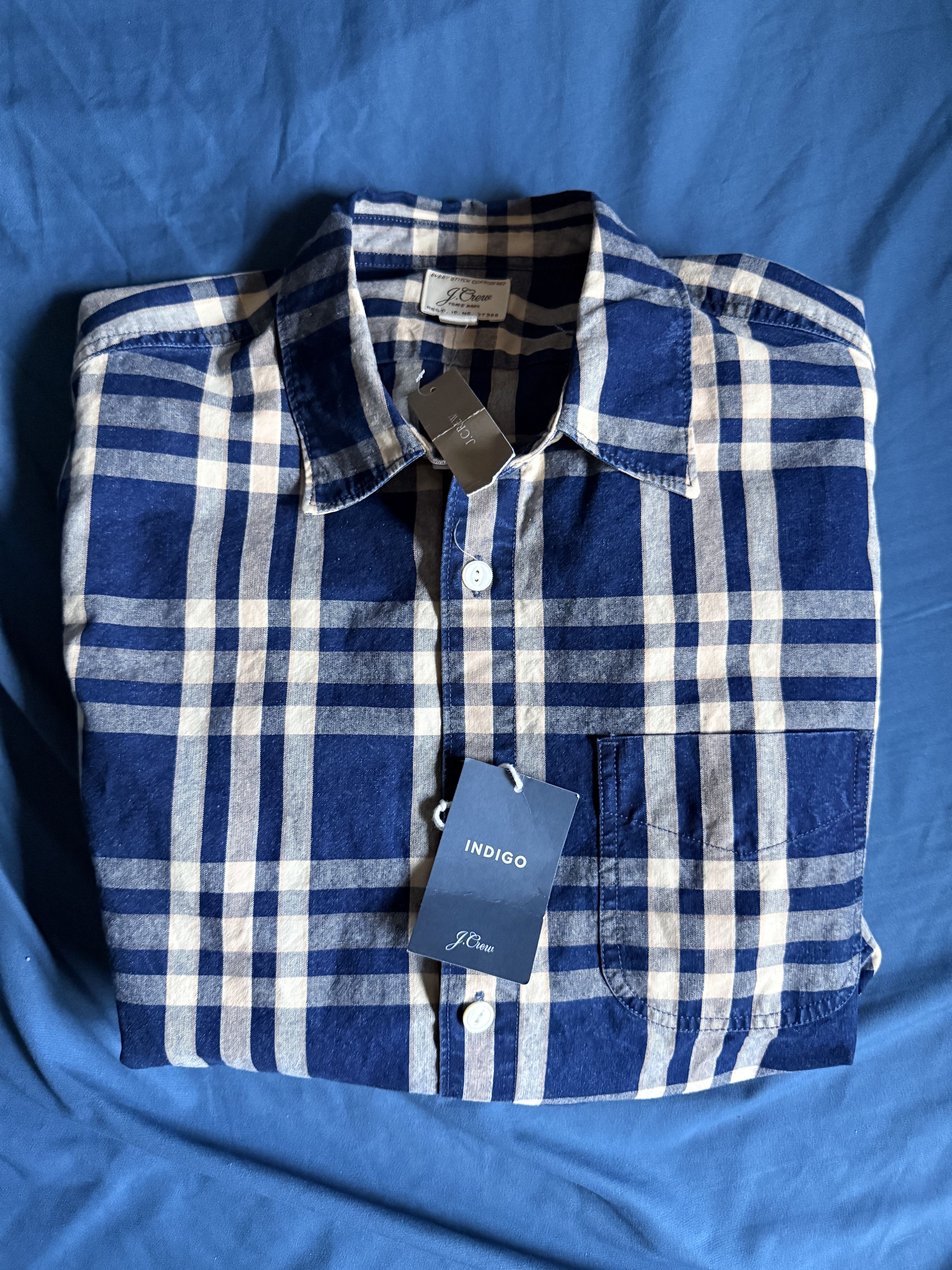 J.Crew J. Crew Indigo Dyed Utility Button Up Shirt medium $98 Size US M / EU 48-50 / 2 - 2 Thumbnail