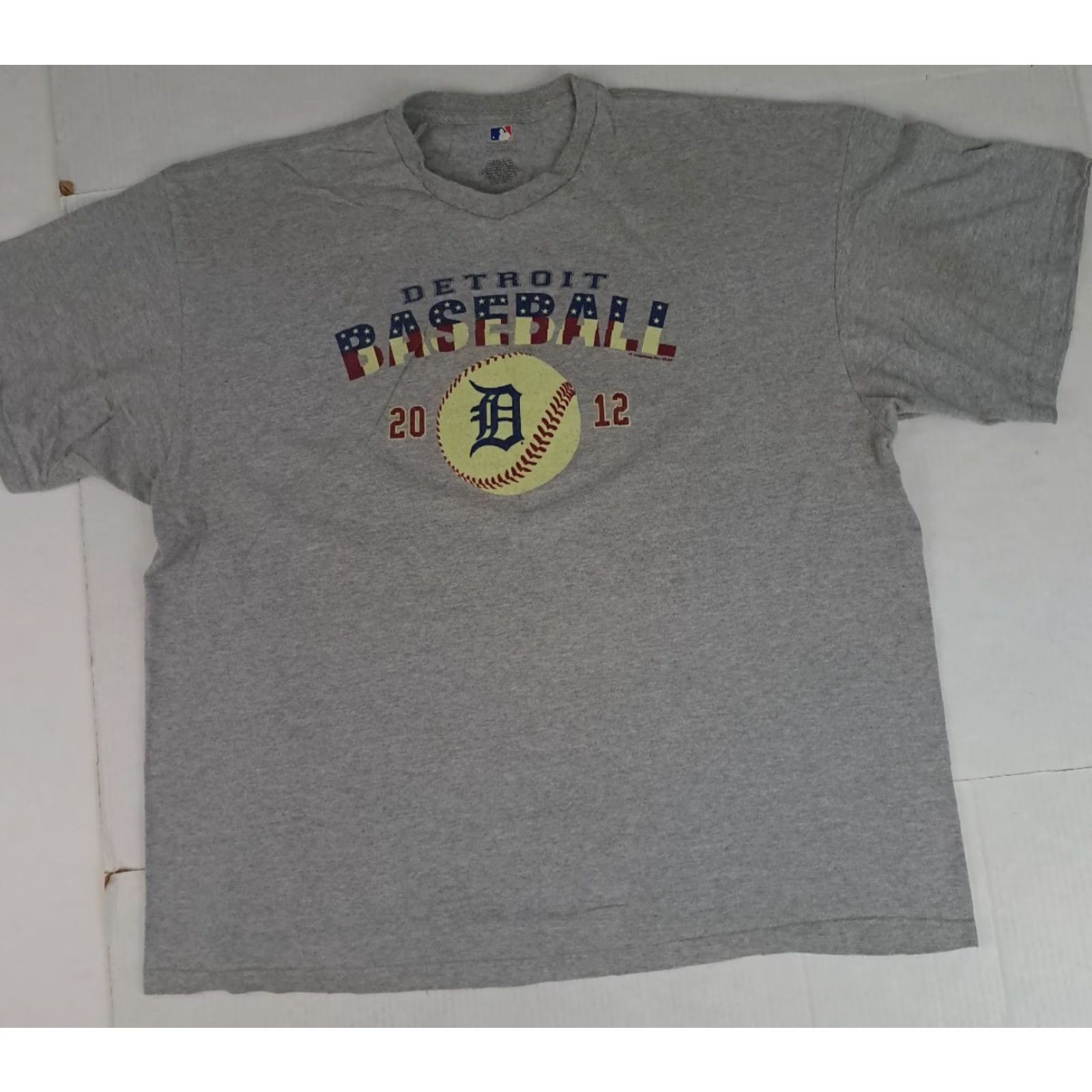MLB VINTAGE MLB Tigers Detroit Baseball Verlander Patriotic 2012 T-Shirt 3XL Gray Cotton Short Sleeve Crew Neck Unisex Adults Sports Shirt Size US XXL / EU 58 / 5 - 4 Thumbnail