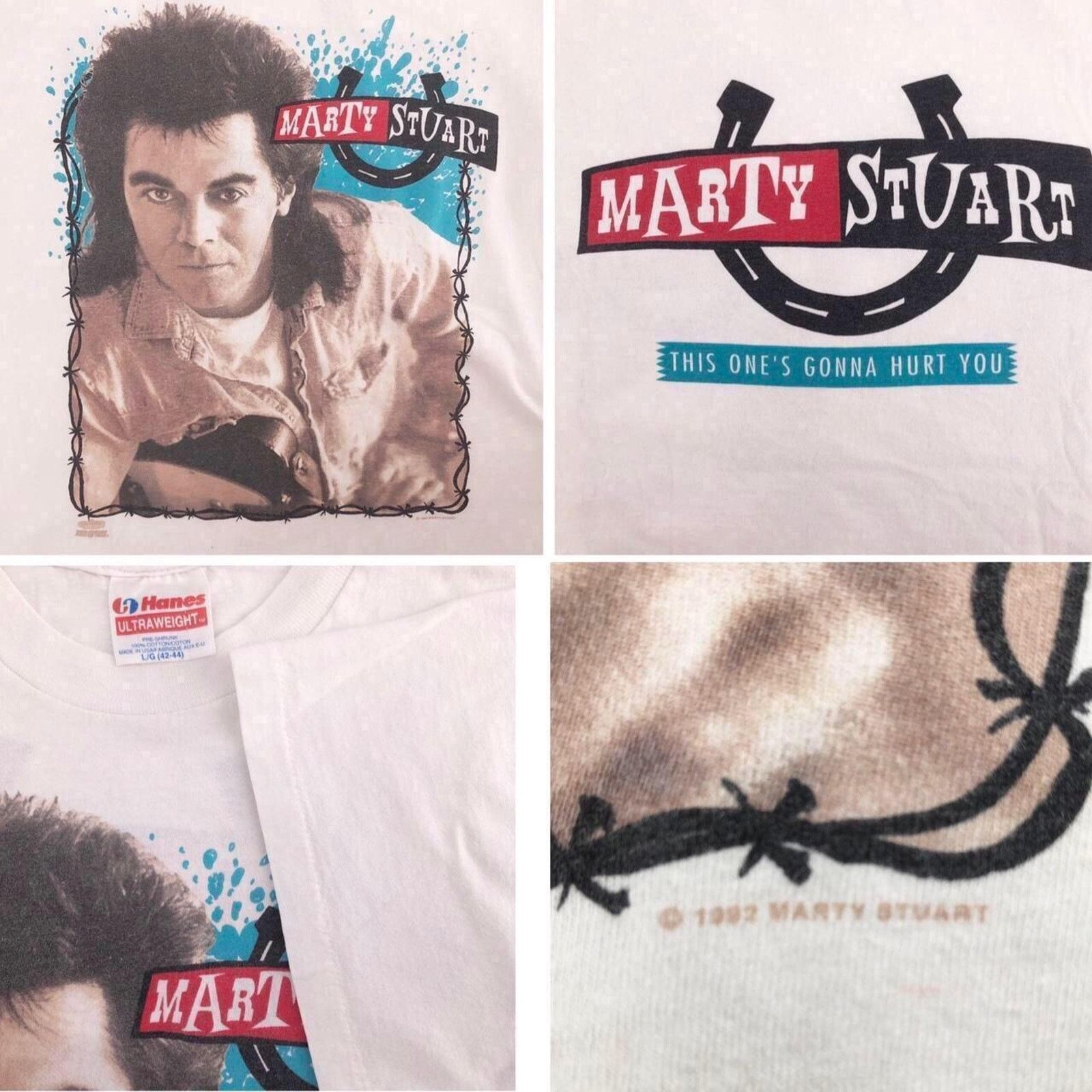 Hanes × Vintage Marty Stuart 1992 This One's Gonna Hurt You Tour Tshirt Size US L / EU 52-54 / 3 - 3 Thumbnail