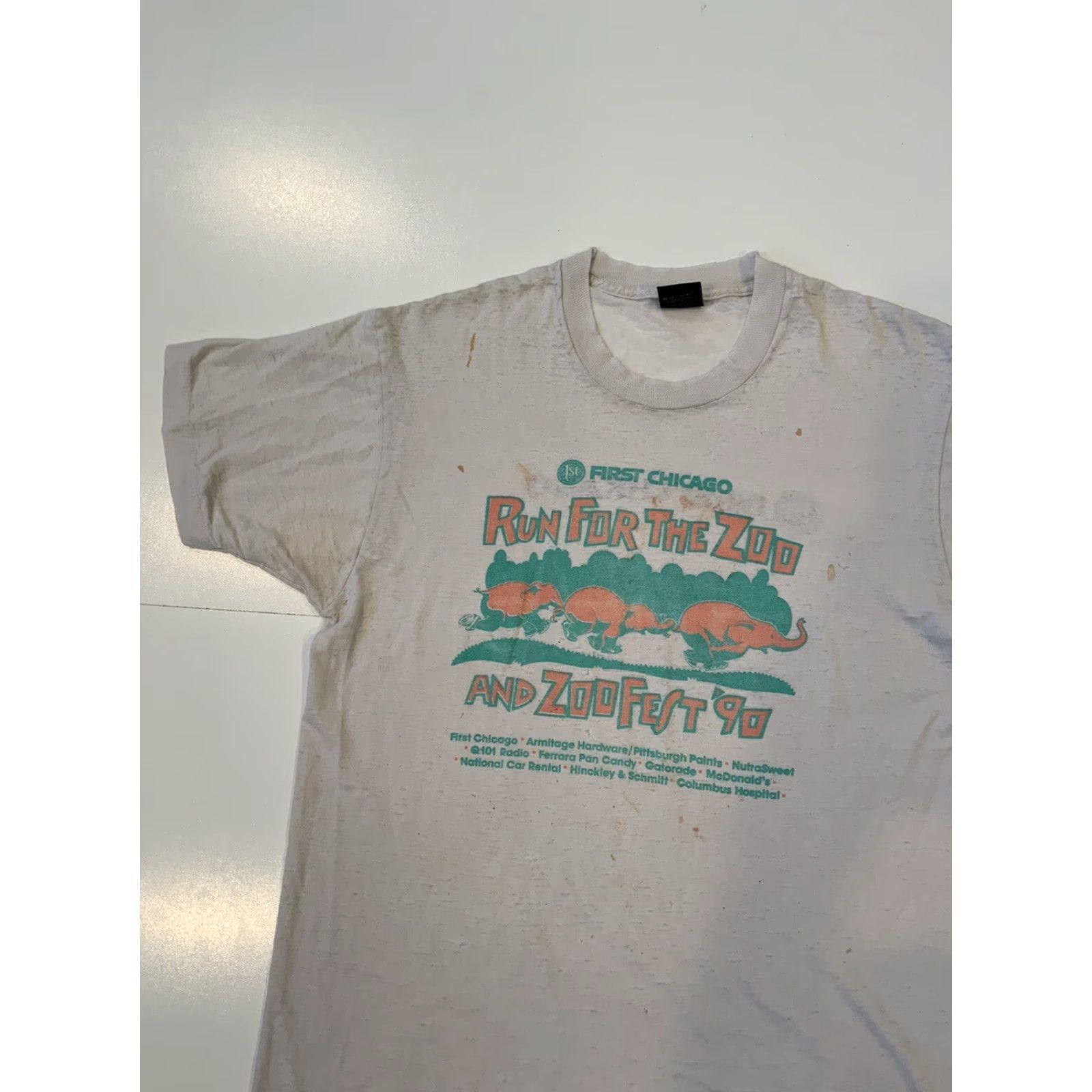 Vintage VINTAGE 1990 Screen Stars Run For The Zoo ZooFest First Chicago Thin T-Shirt LG Shirt Mens Size US L / EU 52-54 / 3 - 4 Thumbnail
