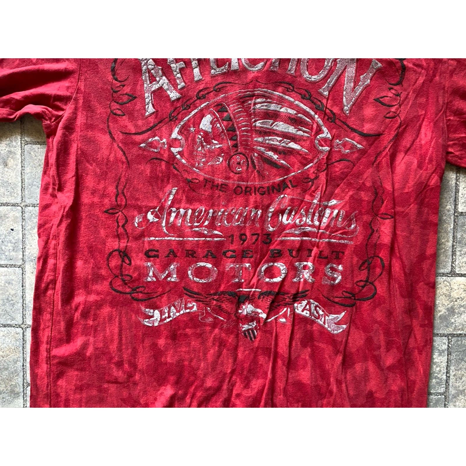 Affliction Affliction T Shirt Men Large Red Short Sleeve Garage Built Motors Live Fast Mens L Red Short Sleeve T-Shirt Affliction Size US L / EU 52-54 / 3 - 6 Thumbnail