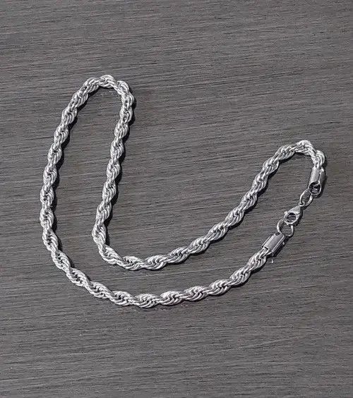 Jewelry Silver 5mm Rope Chain Necklace Size ONE SIZE - 6 Thumbnail