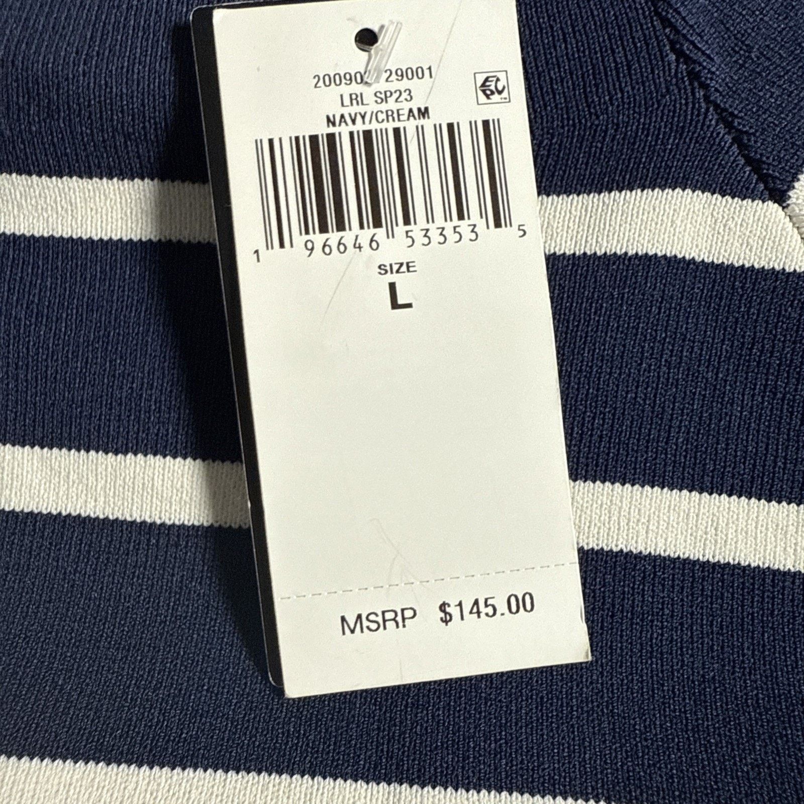 Lauren Ralph Lauren Lauren Ralph Lauren Striped Mock Neck Sweater Navy/White Size L / US 10 / IT 46 - 3 Thumbnail