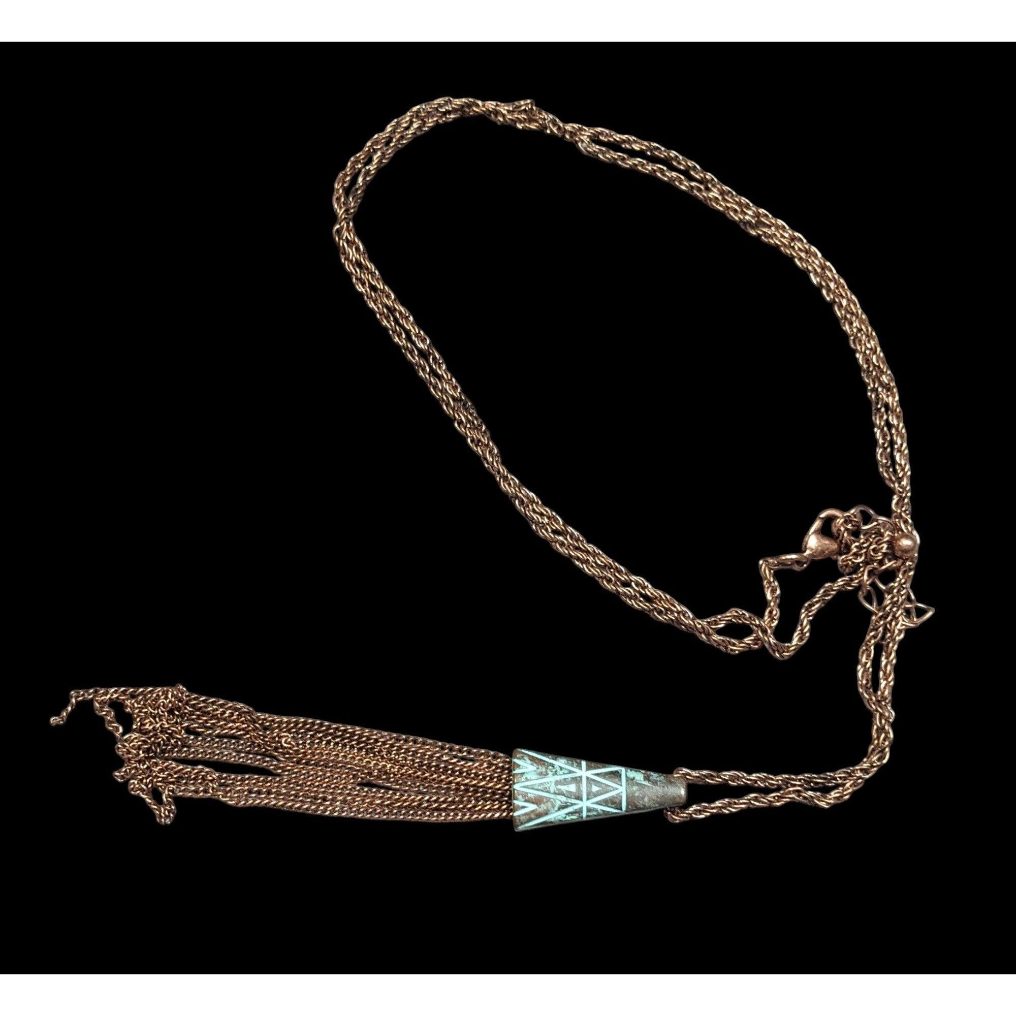 Other Bohemian Copper Tone Southwestern Patterned Tassel Necklace Size ONE SIZE - 1 Thumbnail