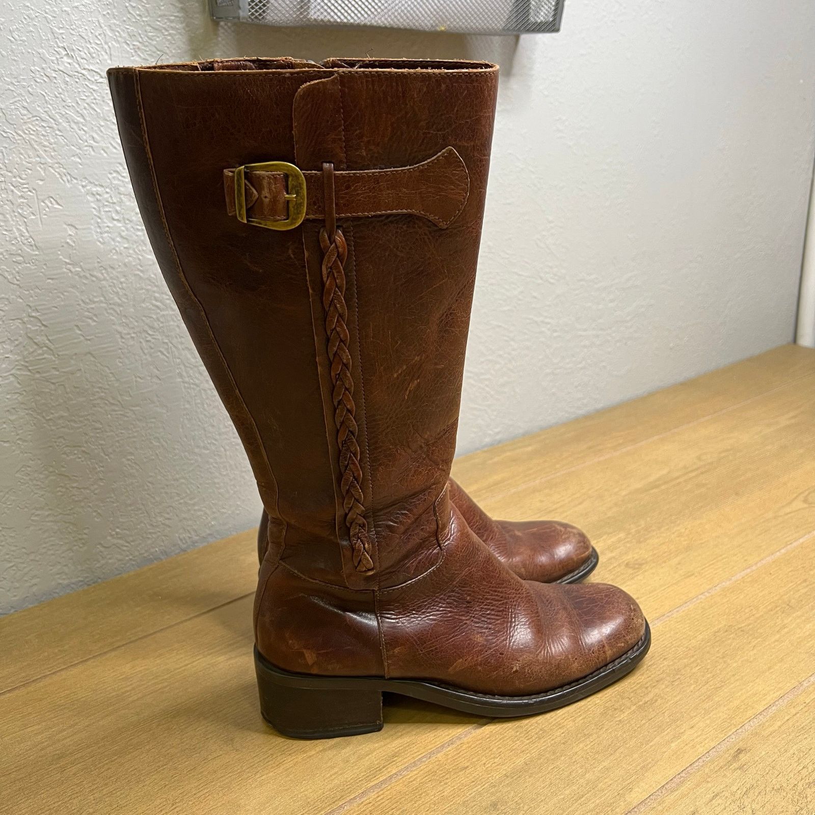 Vintage Vintage Super Leather Riding Boots Knee High Buckle Zip 7.5 Size US 7.5 / IT 37.5 - 1 Thumbnail