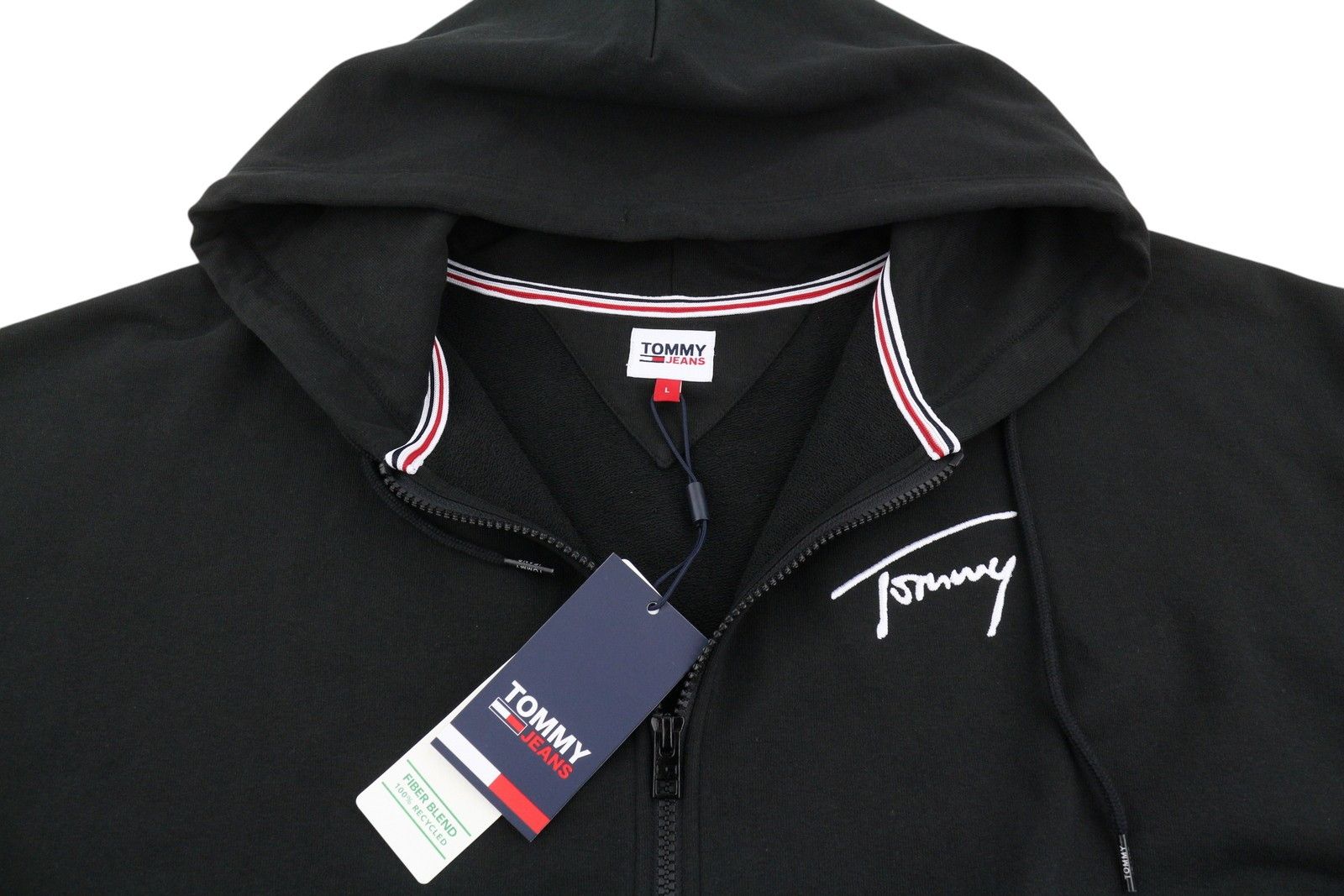 Tommy Hilfiger L Black Full Zip Logo Oversized Hoodie 87416 Size US L / EU 52-54 / 3 - 5 Thumbnail