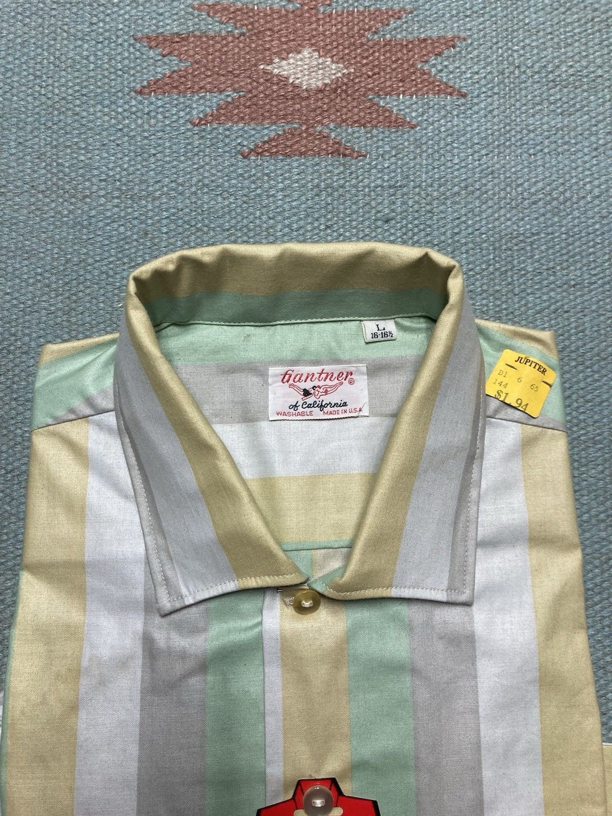 Vintage NEW Vtg 1950s Shirt Jac striped cotton DEADSTOCK men’s large Size US L / EU 52-54 / 3 - 4 Thumbnail