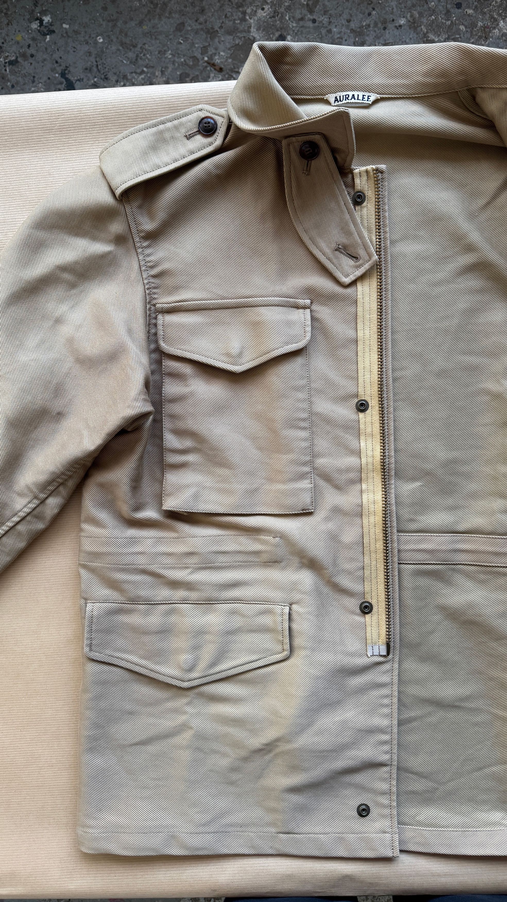 Auralee aa . 3 . M65 WASHED DOUBLE CLOTH FIELD JACKET . A6SB01AR Size US S / EU 44-46 / 1 - 17 Thumbnail