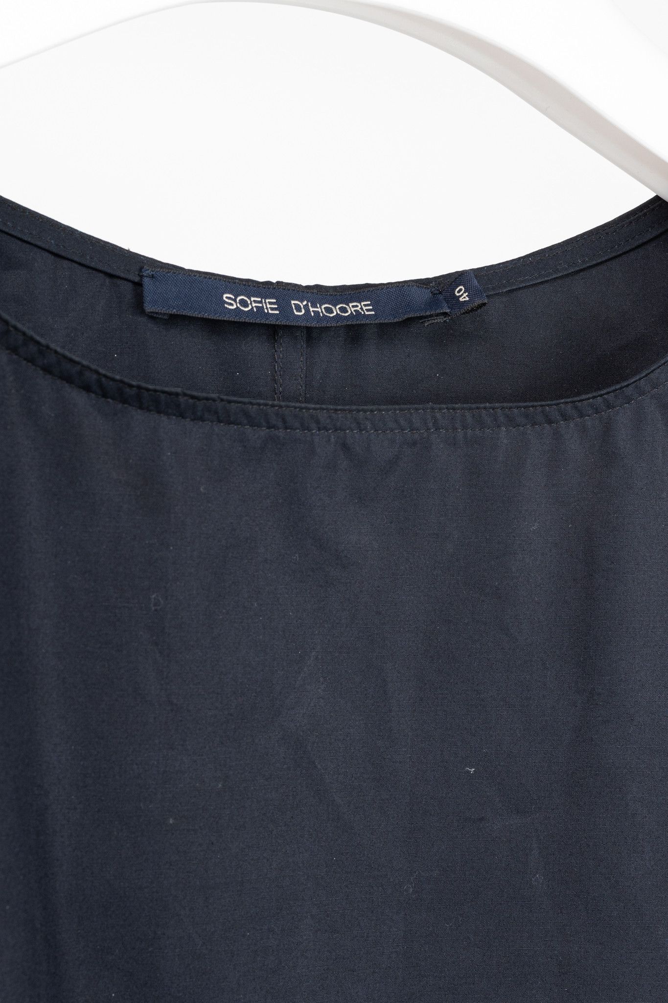 SOFIE D'HOORE Sofie D'Hoore Navy Cotton Pleated-Sleeve Midi Shift Dress Size L / US 10 / IT 46 - 4 Thumbnail