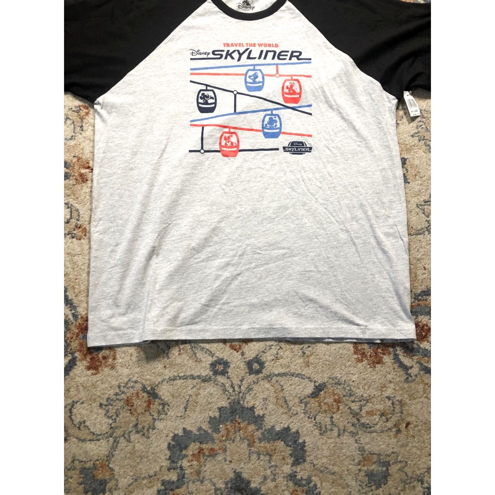 Disney Disney Skyliner Shirt Mens 2XL Gray Black Raglan Travel World Mickey Graphic T-Shirt Short Sleeve Crew Neck Size US XXL / EU 58 / 5 - 5 Thumbnail