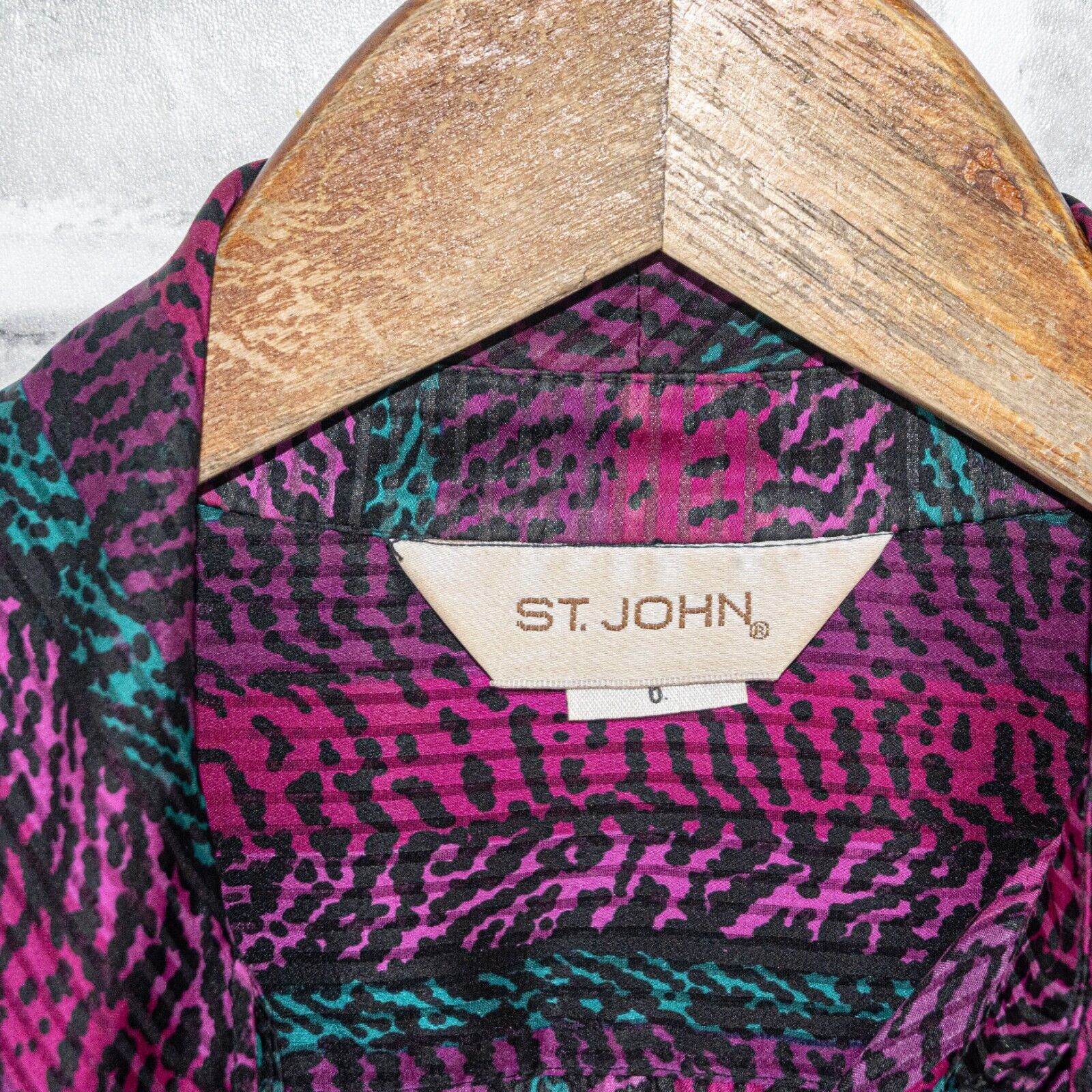 St. John VTG ST. JOHN Women's Tie Neck Blouse in Purple print Size M / US 6-8 / IT 42-44 - 2 Thumbnail