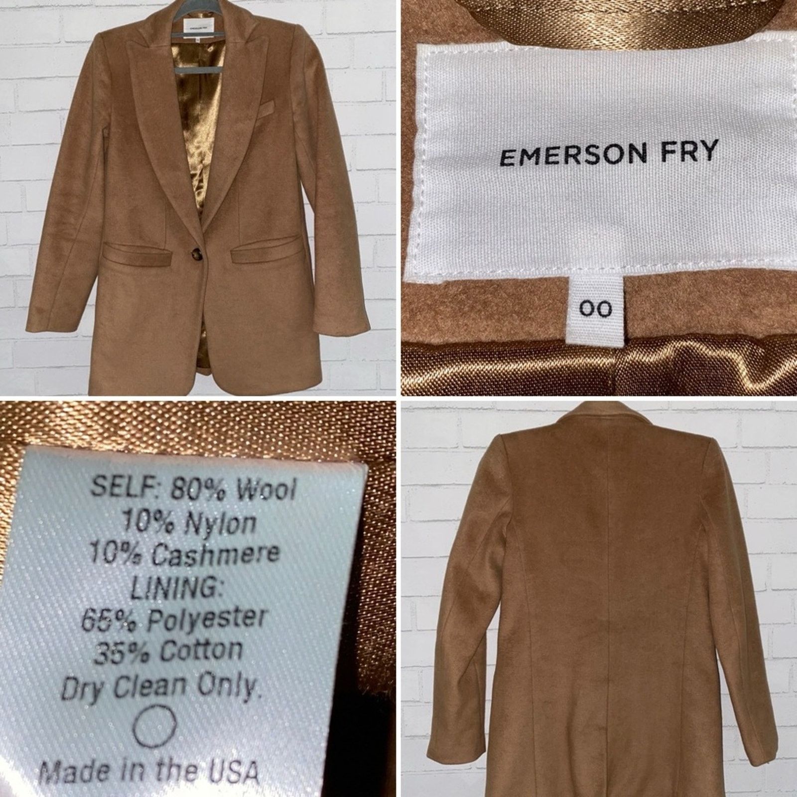 Emerson Fry Emerson Fry $328 JUDE Jacket Camel Wool Cashmere sz 00 NWOT Size XXS / US 00 / IT 34 - 1 Thumbnail