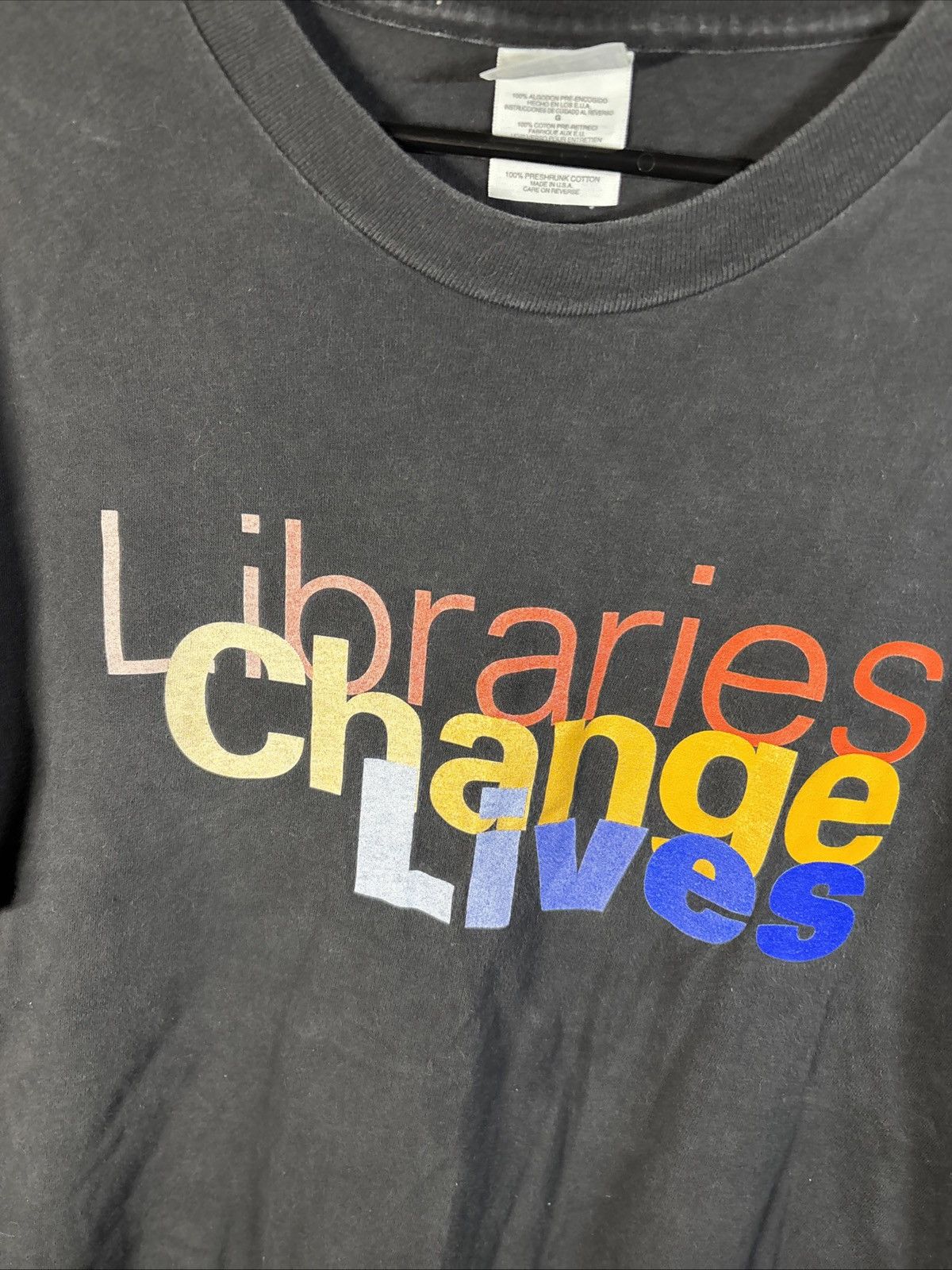 Hanes Vintage 90s Libraries Change Lives Shirt USA Made Sz Large Size US L / EU 52-54 / 3 - 2 Thumbnail